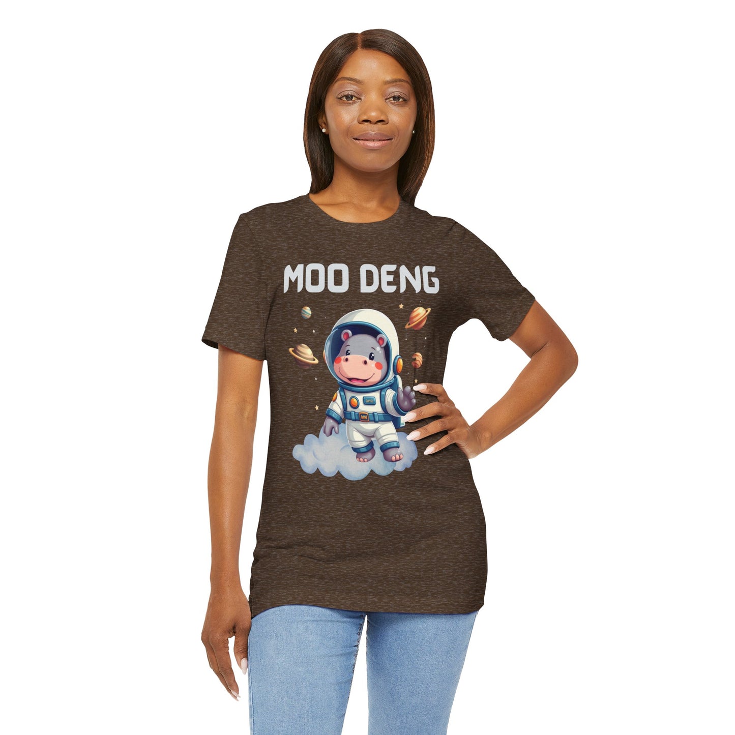 Hippo Moo Deng Astronaut T-Shirt, Funny Gift for Her Cute Animal Lover