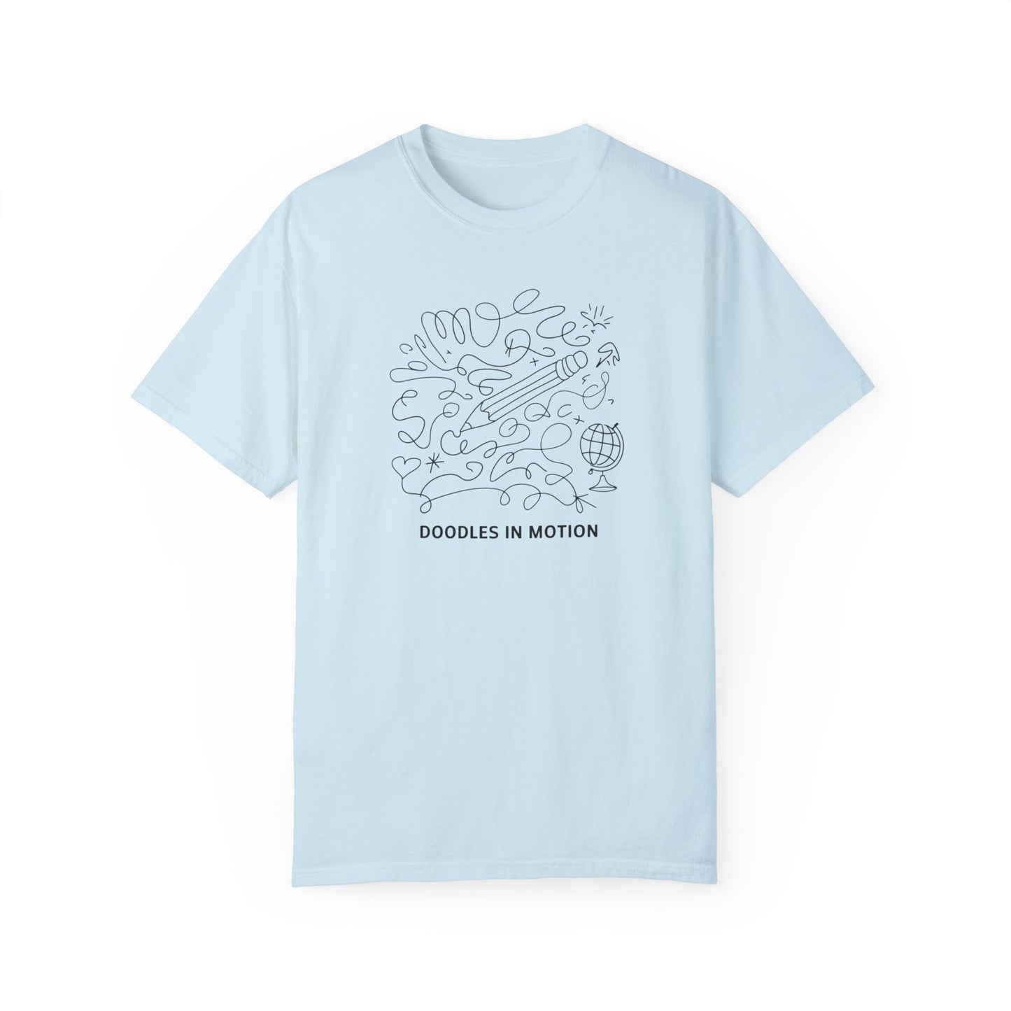 Doodles in Motion Unisex Garment-Dyed T-Shirt - Creative Vibe for Artists and Dreamers