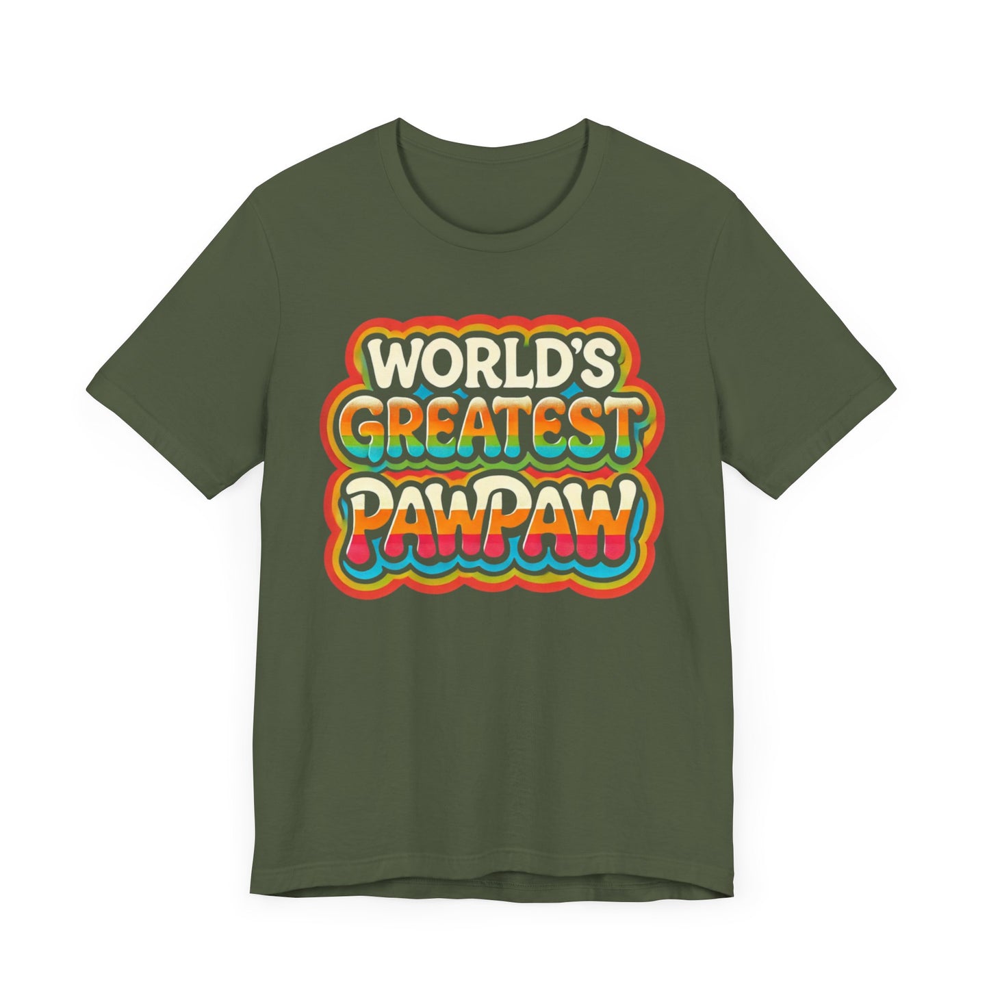 World's Greatest Pawpaw Retro T-Shirt in navy and royal blue colors, featuring a fun and colorful design perfect for grandpa appreciation gifts.