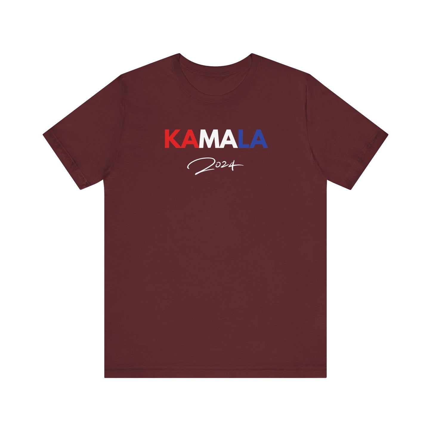 Kamala Harris 'KAMALA 2024' Patriotic Signature T-Shirt - Front and Back Design