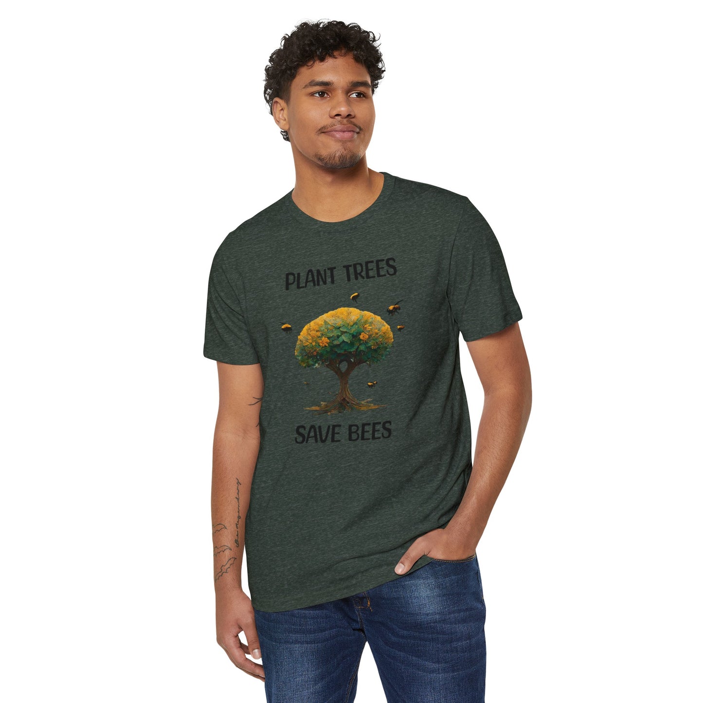 Plant Trees, Save Bees: Eco-Friendly 100% Organic Cotton Tee