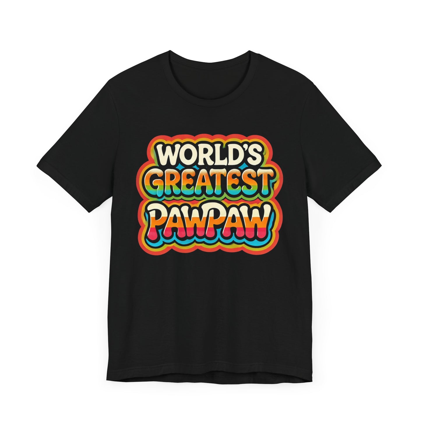 World's Greatest Pawpaw Retro T-Shirt in navy and royal blue colors, featuring a fun and colorful design perfect for grandpa appreciation gifts.