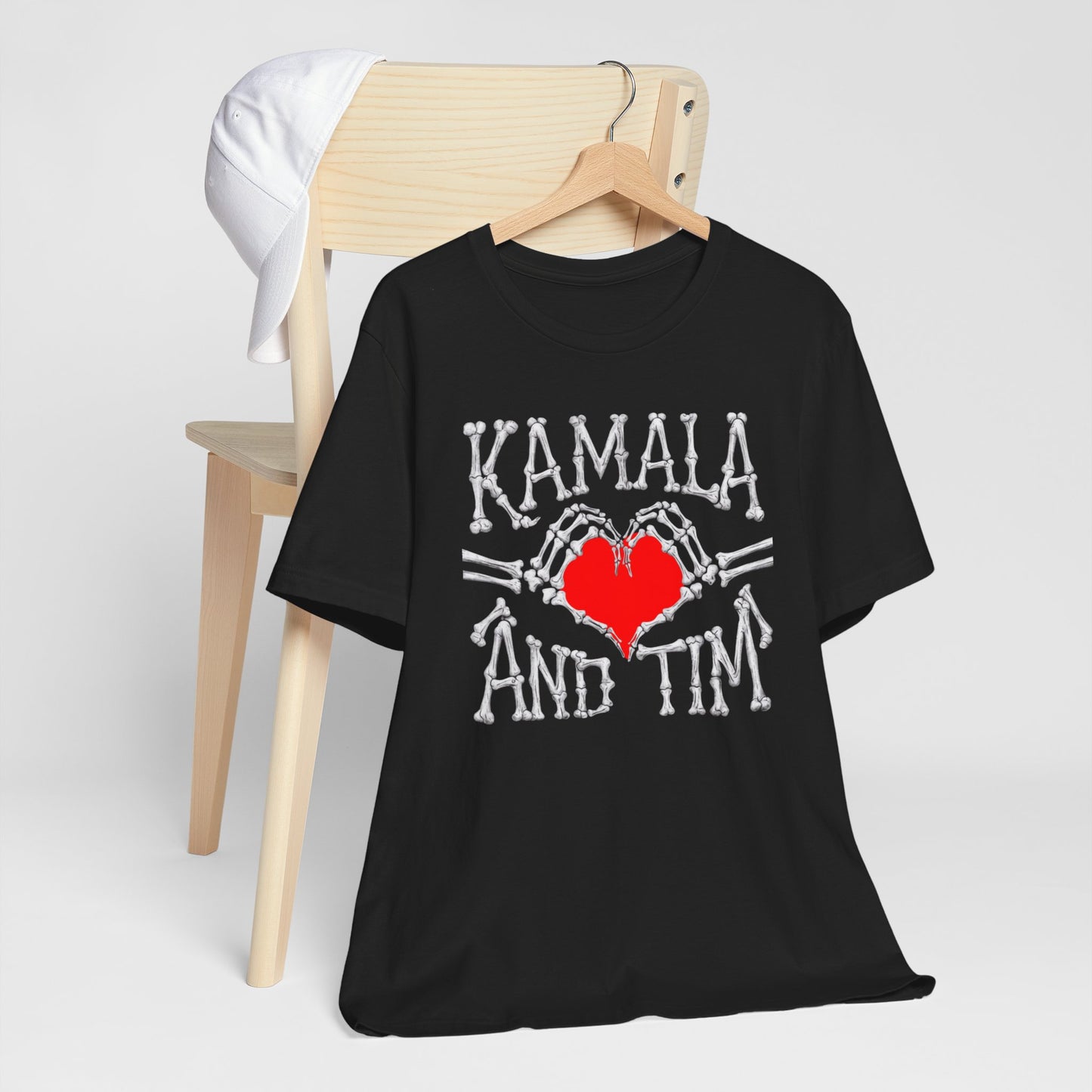 Retro Halloween Kamala and Tim Skeleton Heart Tee, Feminist Kamala Harris Gift