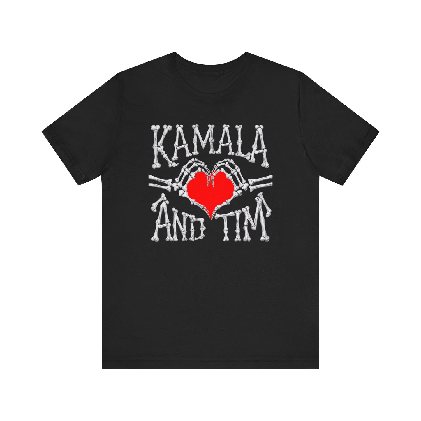 Retro Halloween Kamala and Tim Skeleton Heart Tee, Feminist Kamala Harris Gift