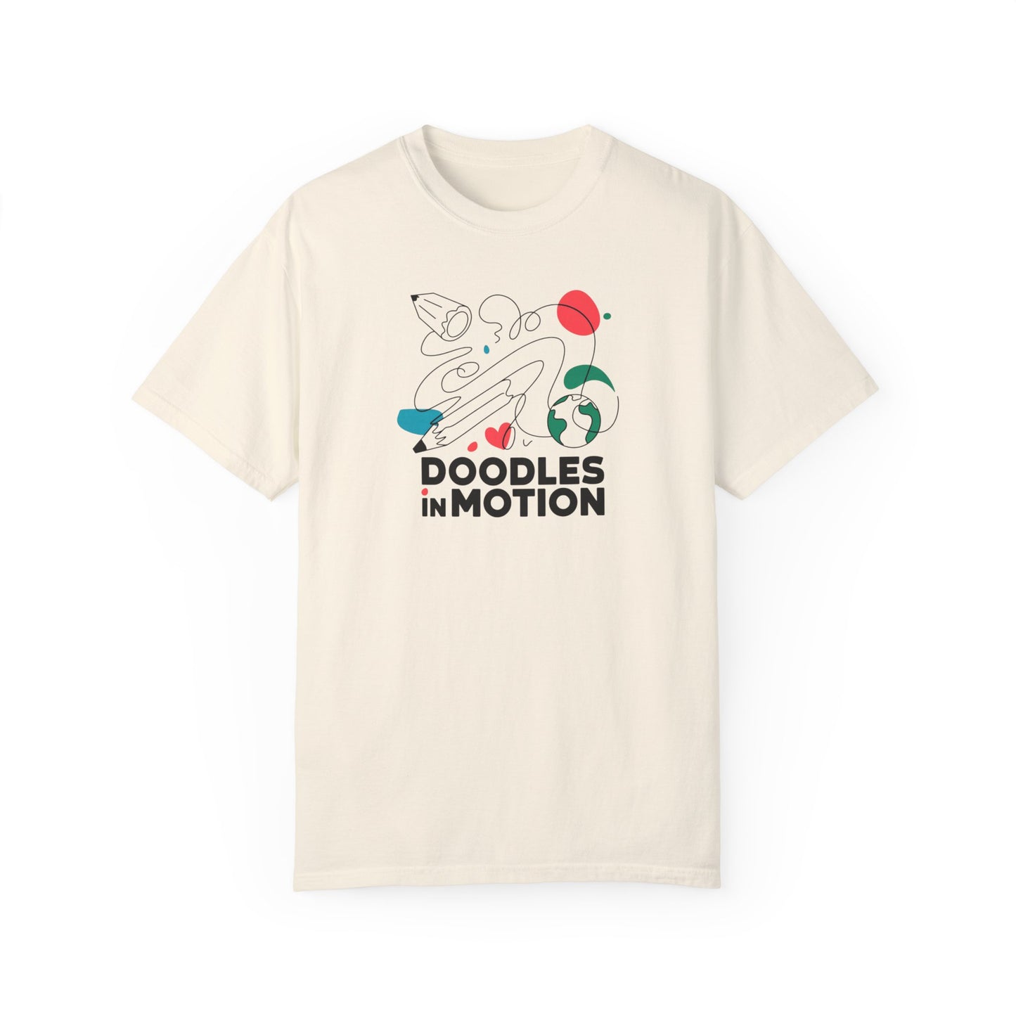 Doodles in Motion Unisex Garment-Dyed T-Shirt - Playful Artwear for Everyday Adventures