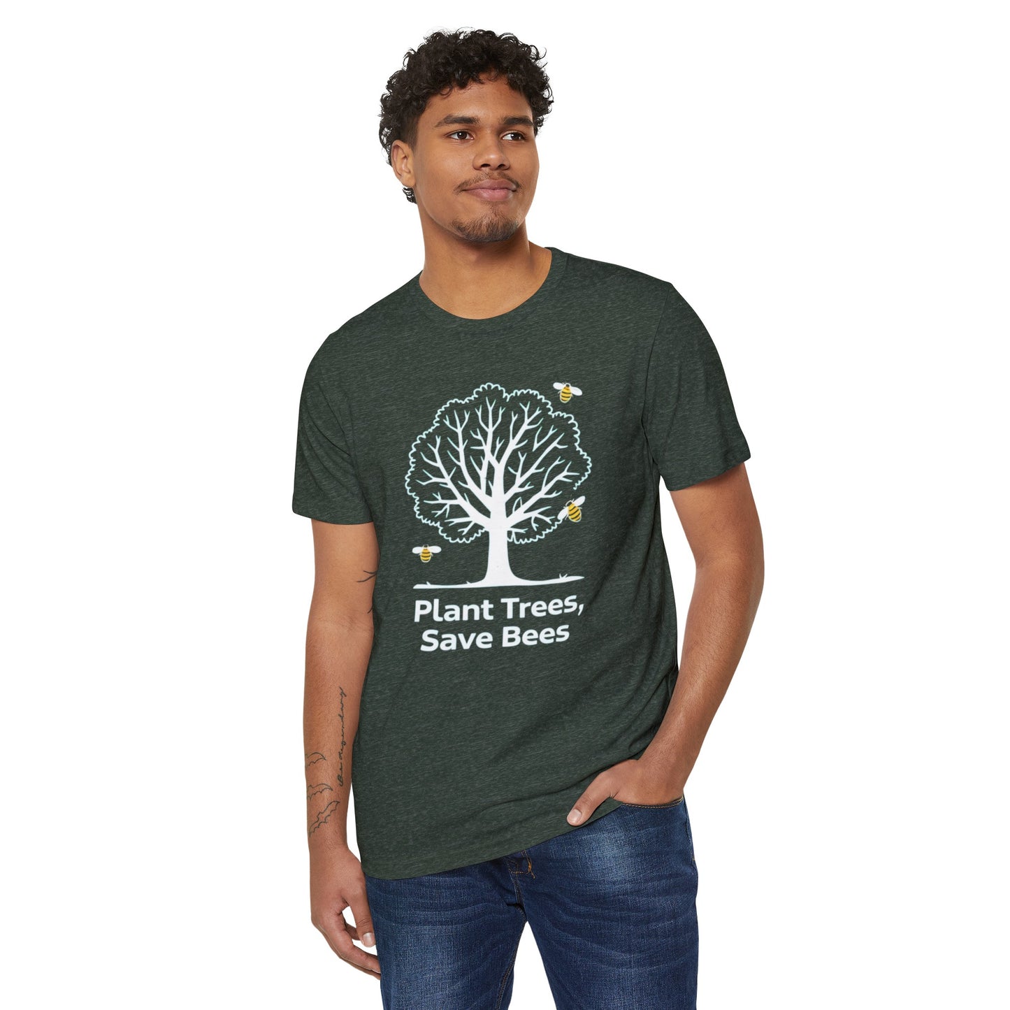 Plant Trees, Save Bees: Eco-Friendly 100% Organic Cotton Tee