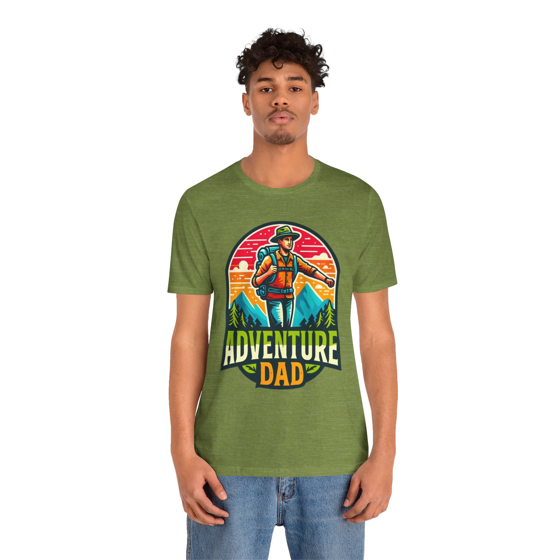 Adventure Dad t-shirt featuring a hiker graphic, perfect for dads who love outdoor adventures.