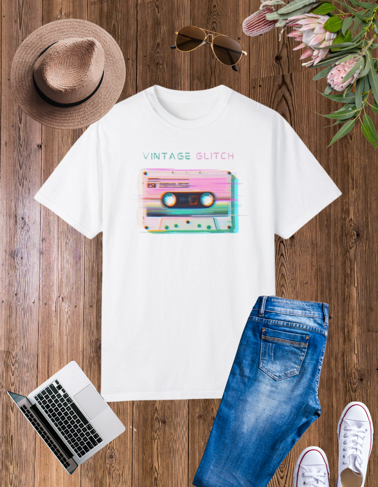 Vintage Glitch Unisex Garment-Dyed T-Shirt | Retro Aesthetic Tee