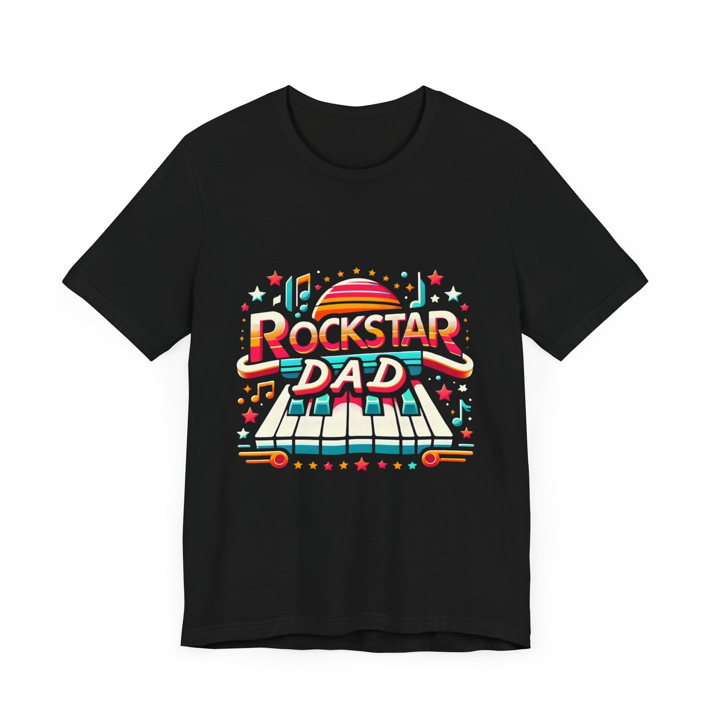 Rockstar Dad t-shirt featuring a piano design, perfect for music-loving dads.