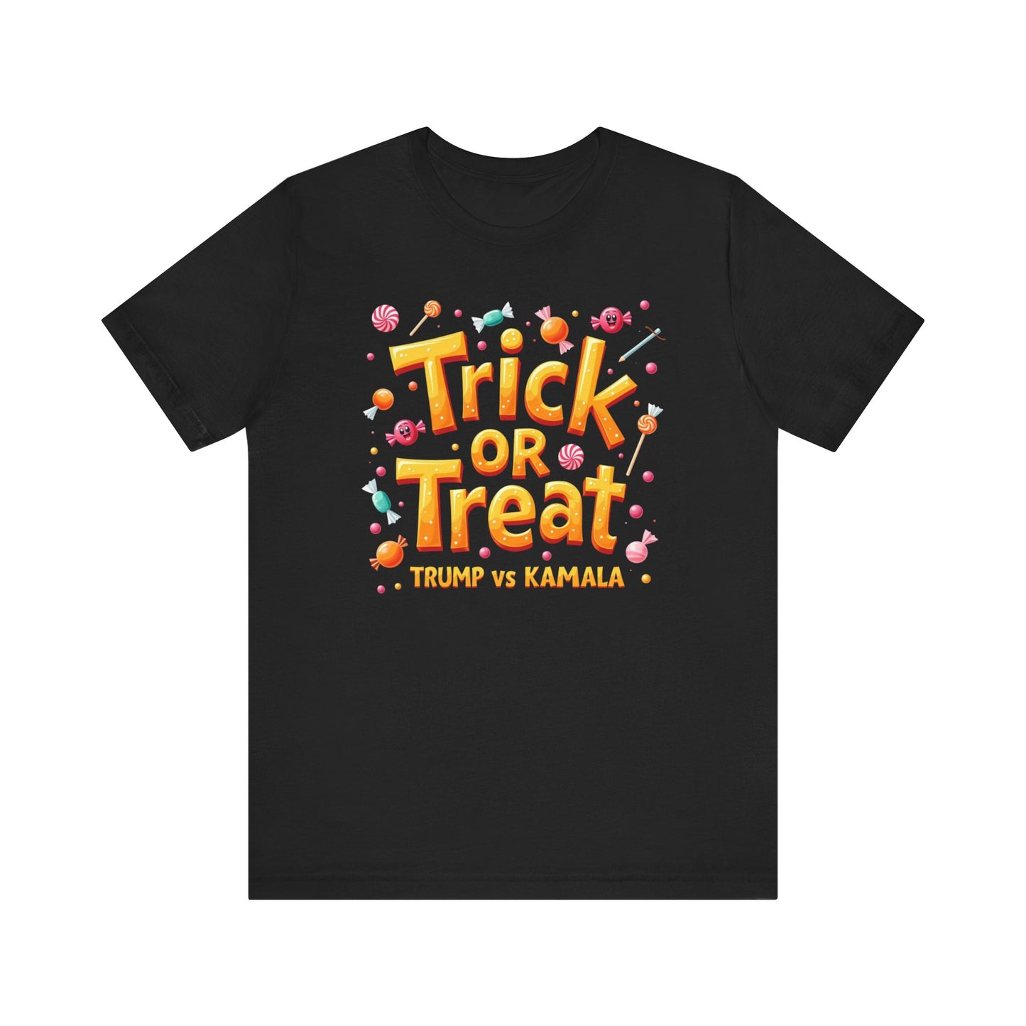 Trick or Treat Trump vs Kamala Halloween Tee, Retro Election Fall Shirt for Spooky Season