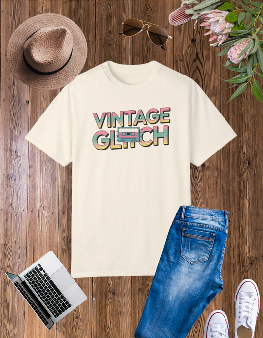 Vintage Glitch Unisex Garment-Dyed T-Shirt | Retro Music Vibe | Perfect for Music Lovers