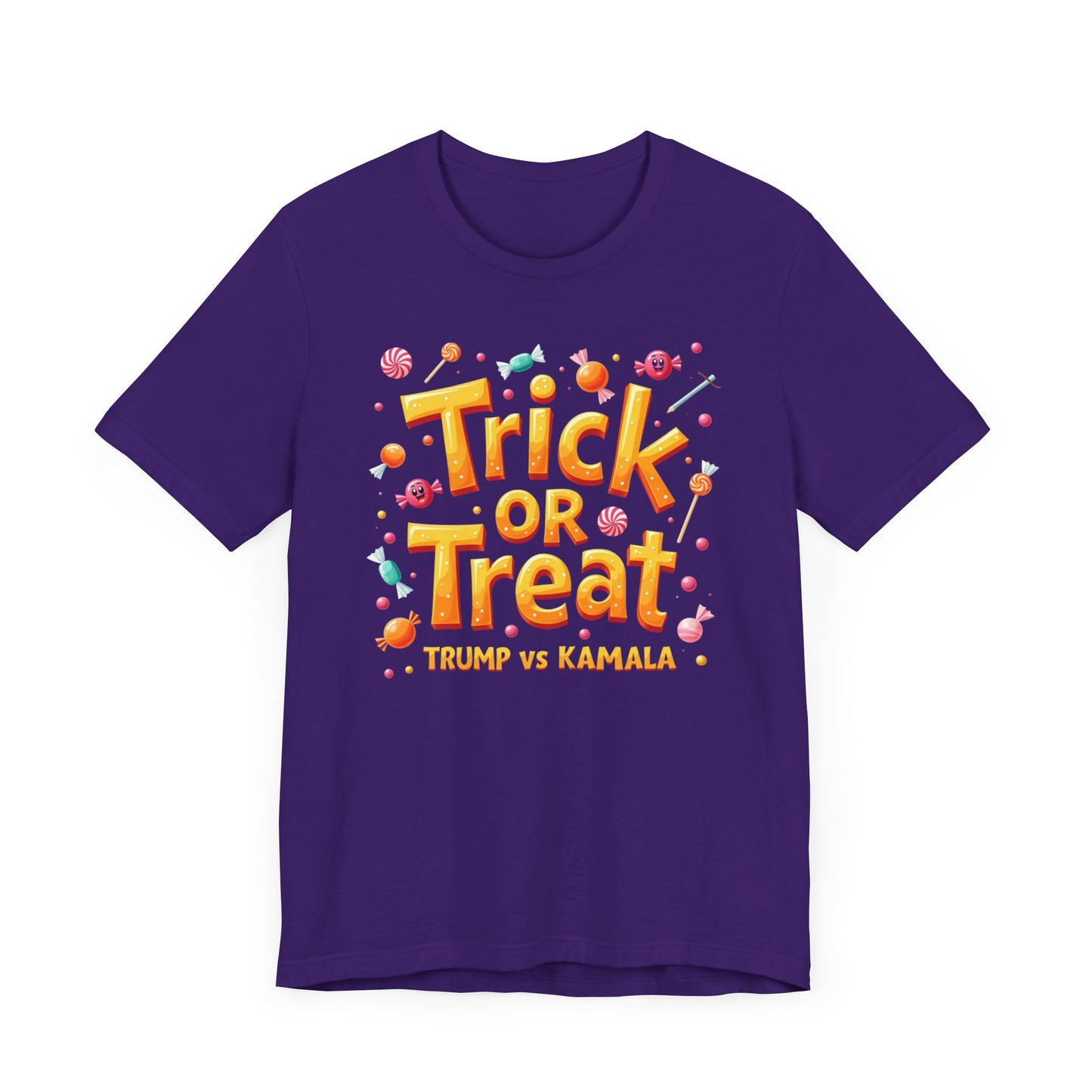 Trick or Treat Trump vs Kamala Halloween Tee, Retro Election Fall Shirt for Spooky Season