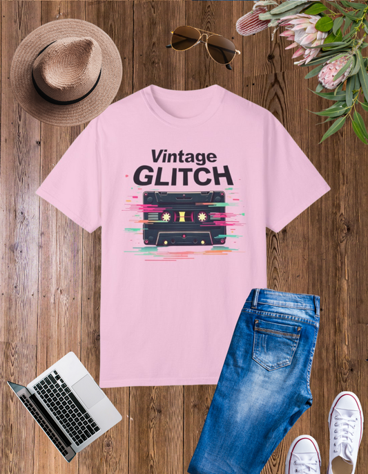 Vintage Glitch Unisex Garment-Dyed T-Shirt - Retro Music Vibes