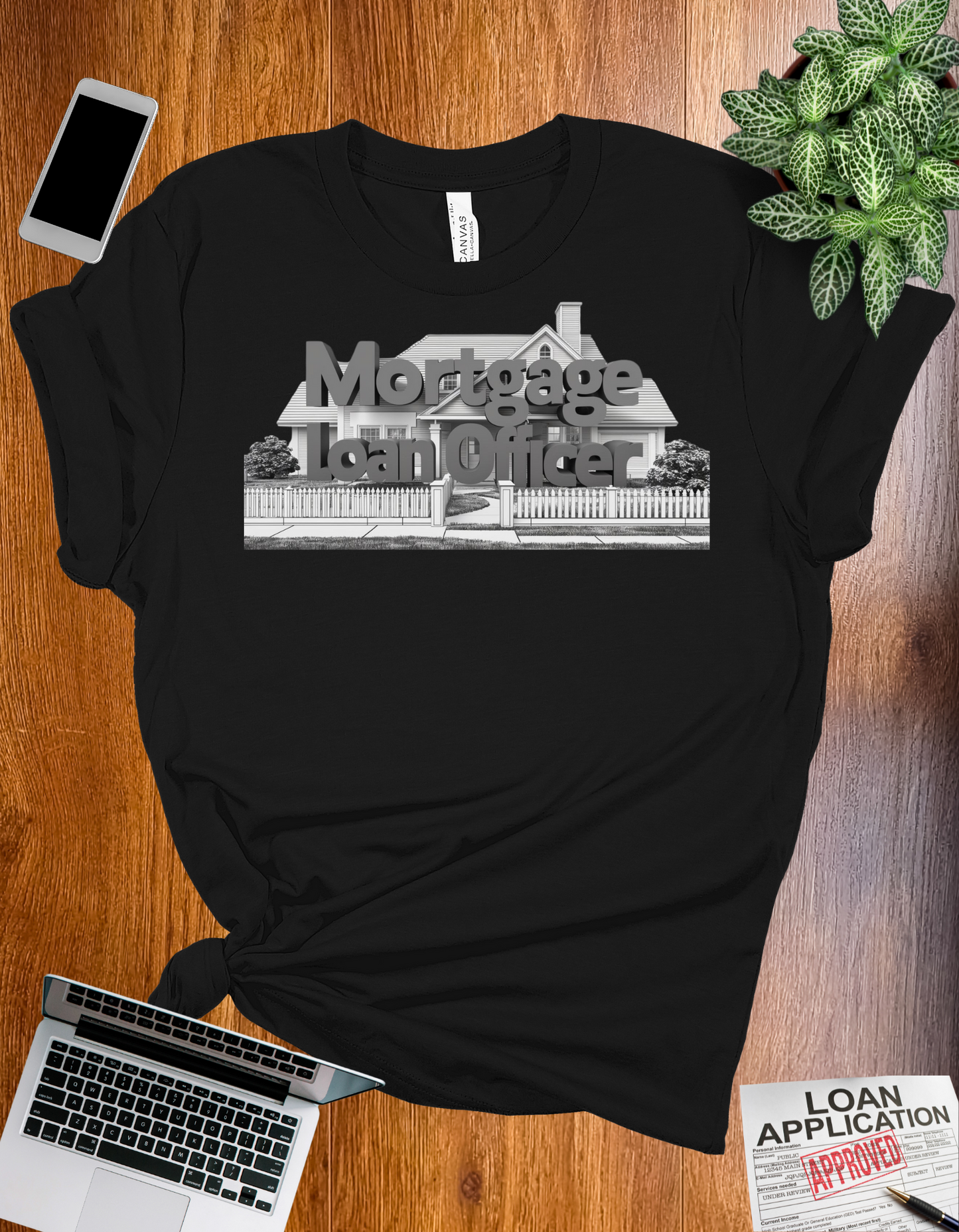 Mortgage Loan Officer t-shirt with a modern design, perfect for mortgage loan officers and real estate professionals.