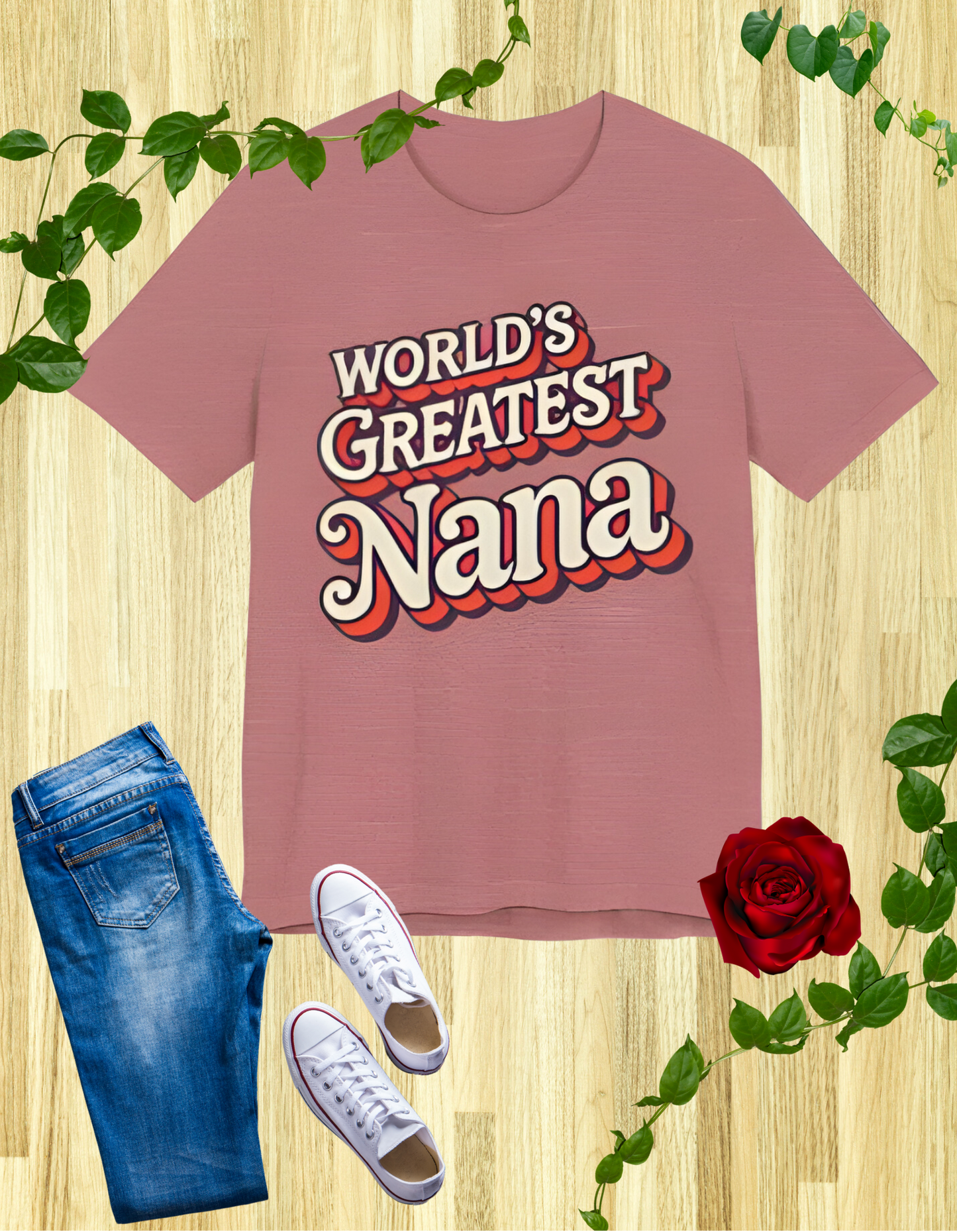 World's Greatest Nana t-shirt with colorful retro fonts, perfect for showing love and appreciation to your Nana.