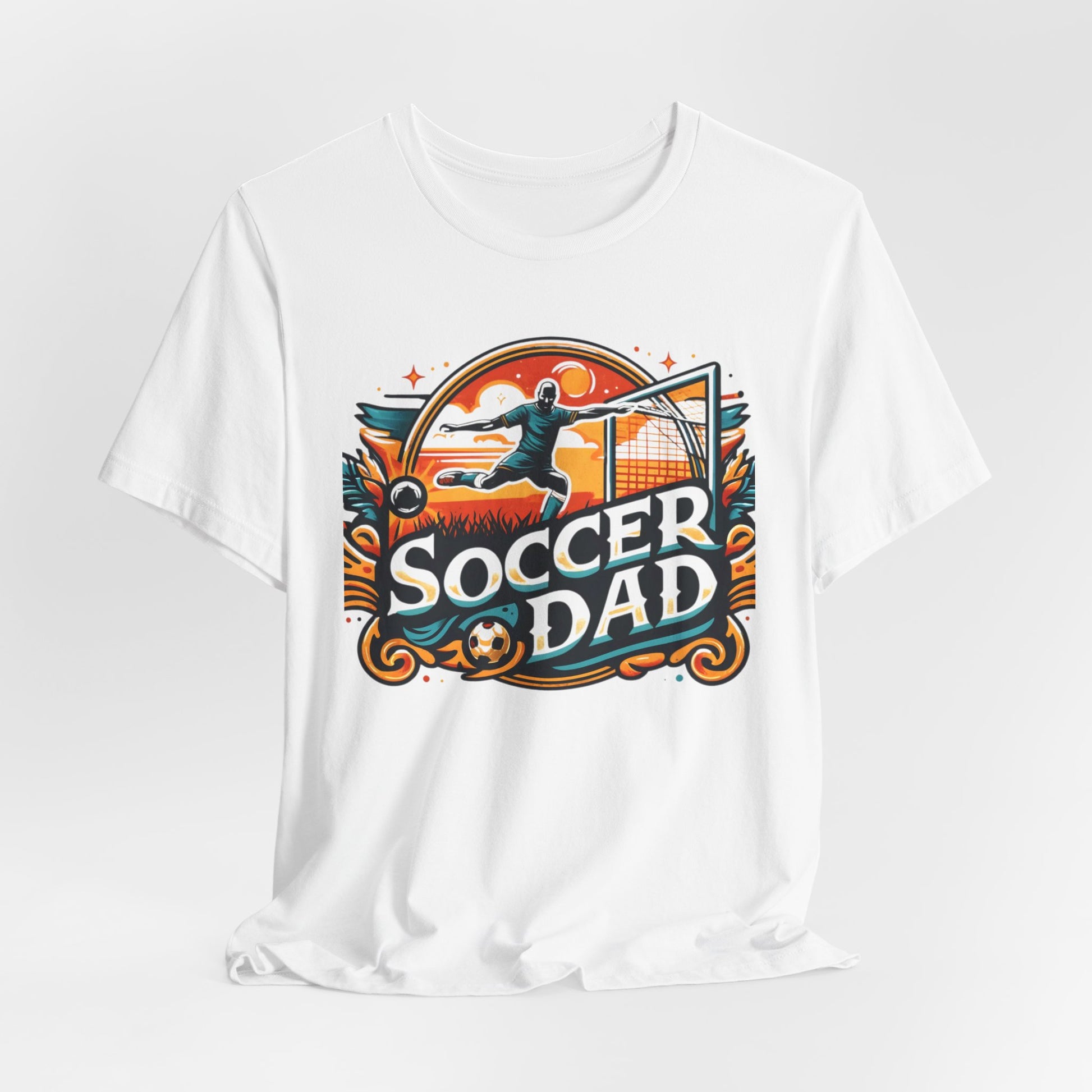 Soccer Dad t-shirt featuring a vibrant design with a soccer theme, perfect for dads who love soccer.