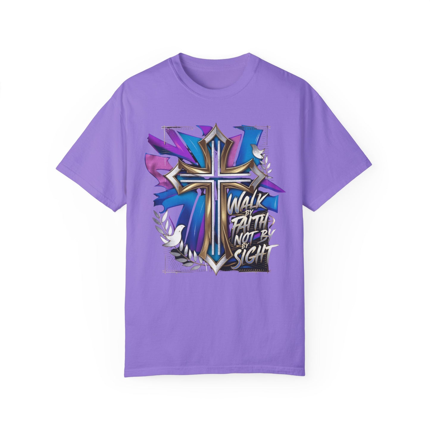 Urban Faith graphic tee featuring a powerful cross design, blending urban style and spiritual strength for women.