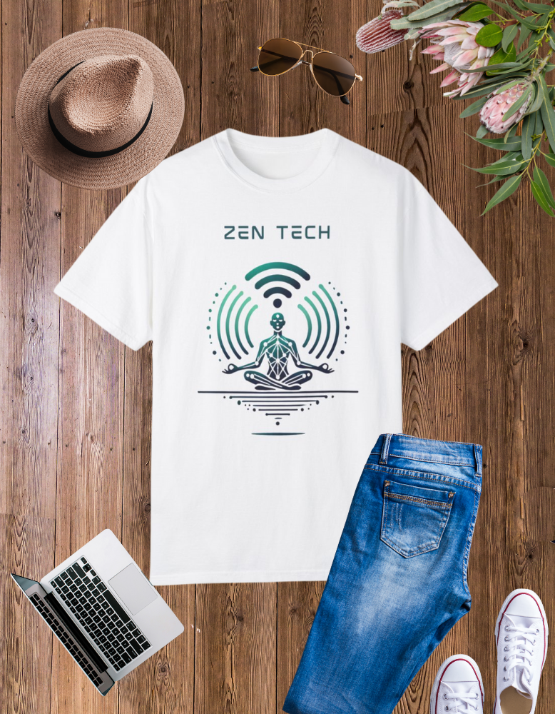 Zen Tech Unisex Garment-Dyed T-shirt - Mindfulness and Modern Design