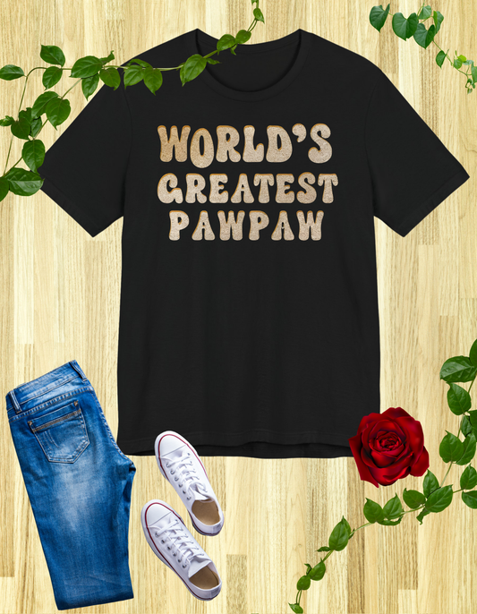 World's Greatest Pawpaw Retro T-Shirt in navy and royal blue colors, featuring a fun and colorful design perfect for grandpa appreciation gifts.