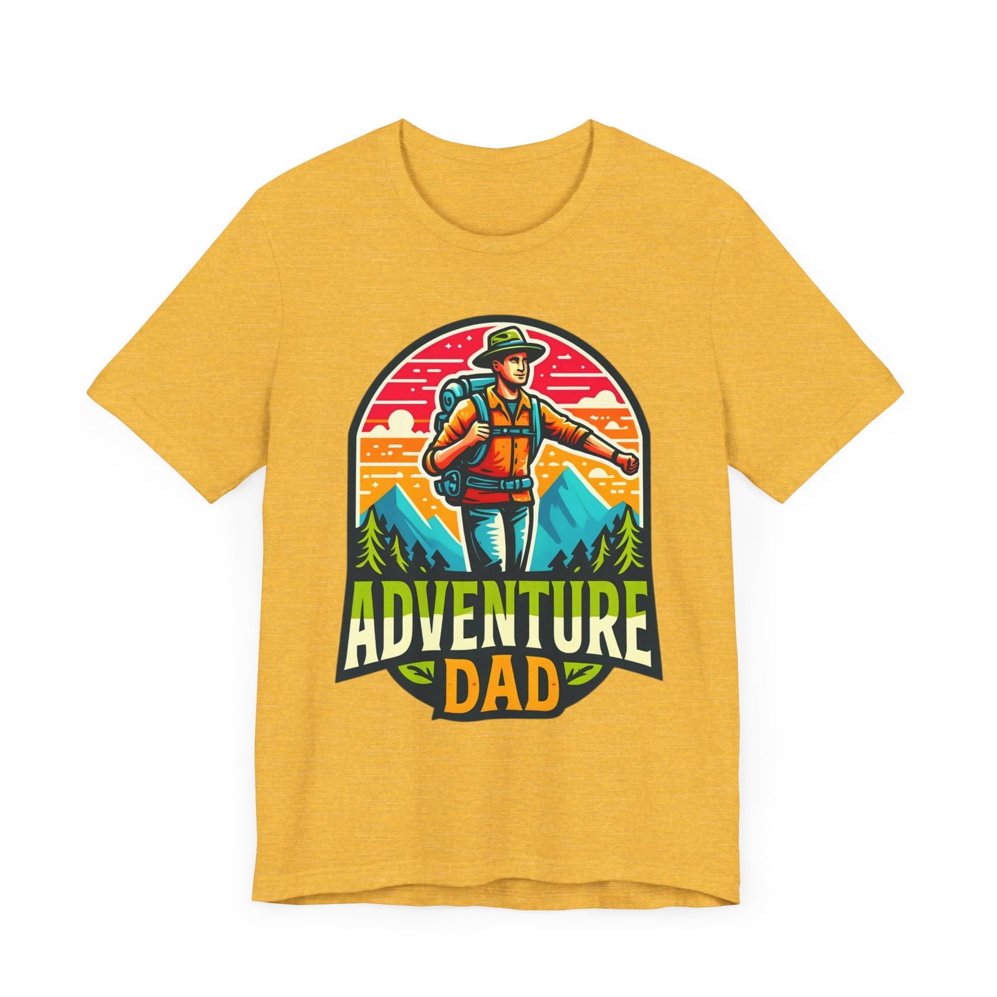 Adventure Dad t-shirt featuring a hiker graphic, perfect for dads who love outdoor adventures.