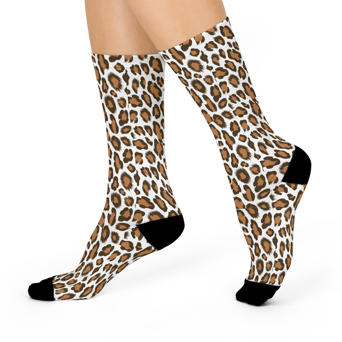 Stylish Leopard Print Cushioned Crew Socks - Comfort & Fashion for Everyday Wear