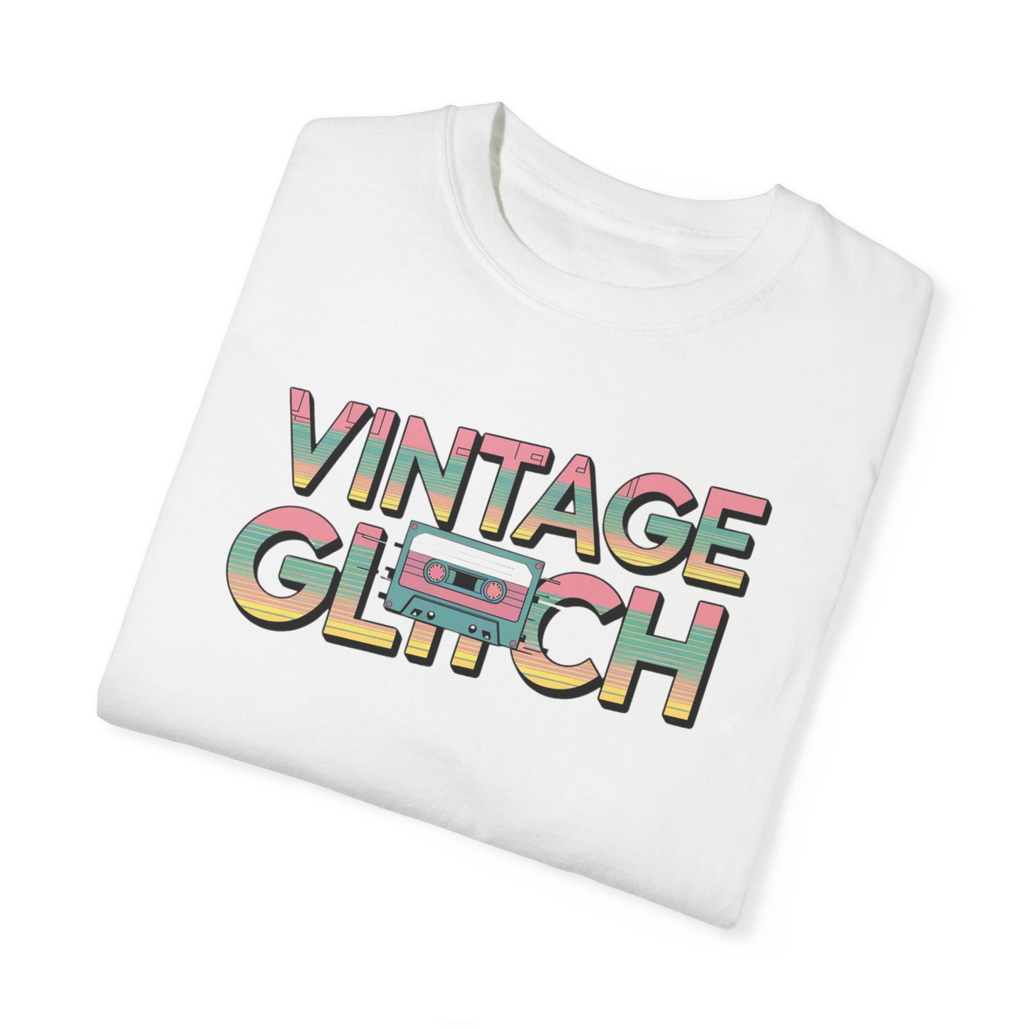 Vintage Glitch Unisex Garment-Dyed T-Shirt | Retro Music Vibe | Perfect for Music Lovers