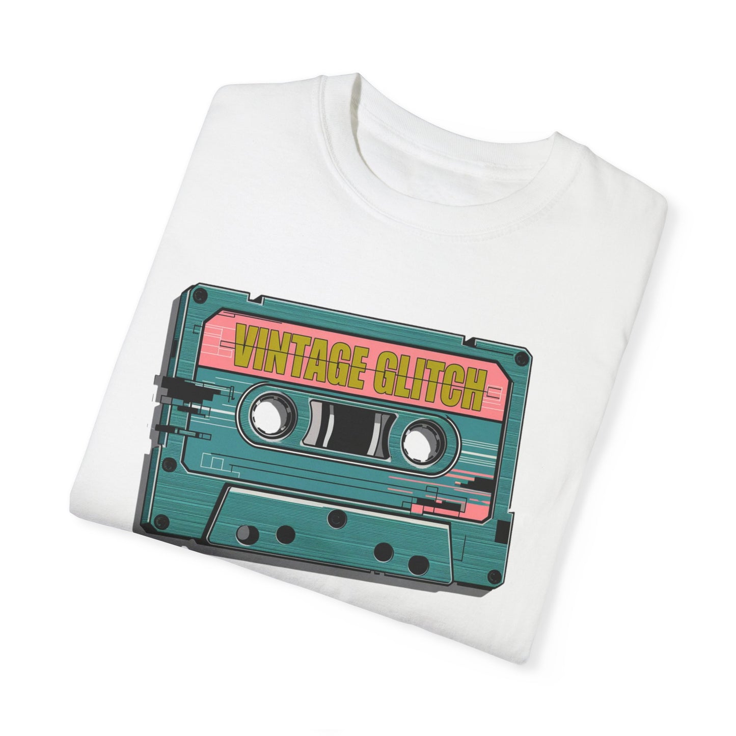 Vintage Glitch Cassette Unisex Garment-Dyed T-shirt | Retro Music Vibe | Perfect for Music Lovers