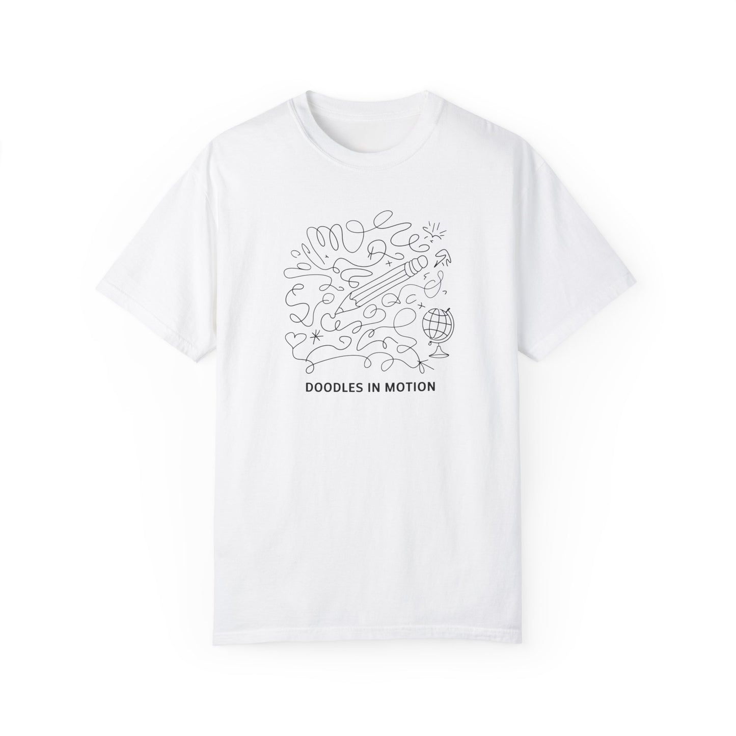 Doodles in Motion Unisex Garment-Dyed T-Shirt - Creative Vibe for Artists and Dreamers