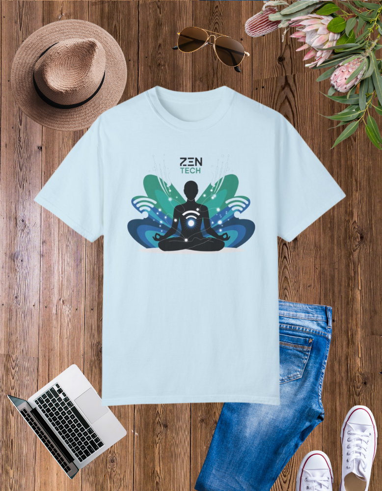 Zen Tech Unisex Garment-Dyed T-shirt - Relaxed Fit, Perfect for Tech Enthusiasts