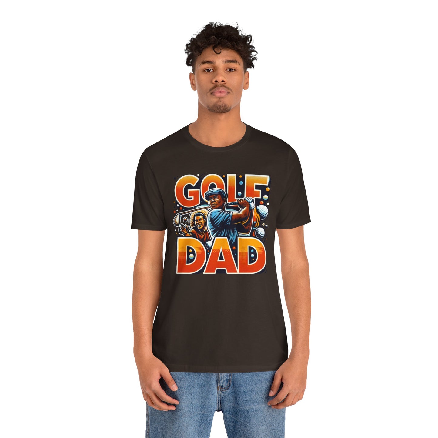 Golf Dad t-shirt featuring a golfer and the text 'Golf Dad', perfect for dads who love golf.