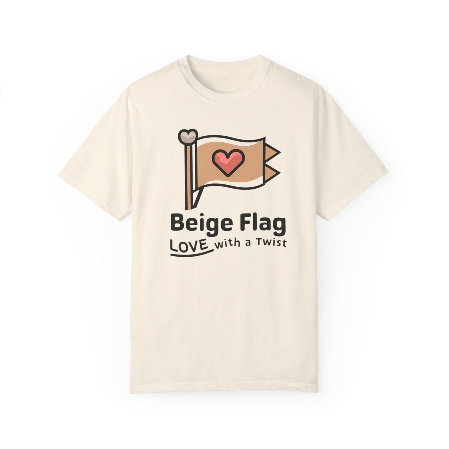 Quirky Love Emblem Tee - Beige Flag Unfurled