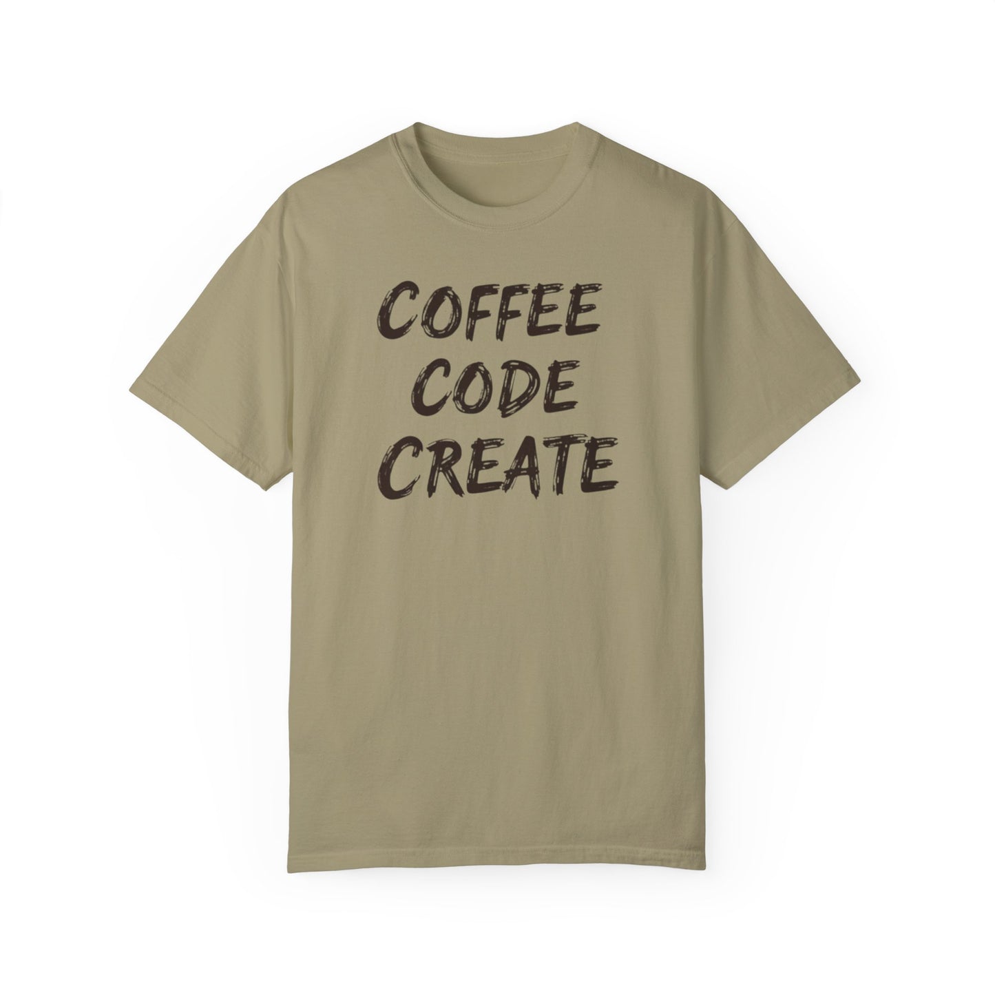 Coffee Code Create Unisex Garment-Dyed T-Shirt - Perfect Gift for Programmers and Coffee Lovers