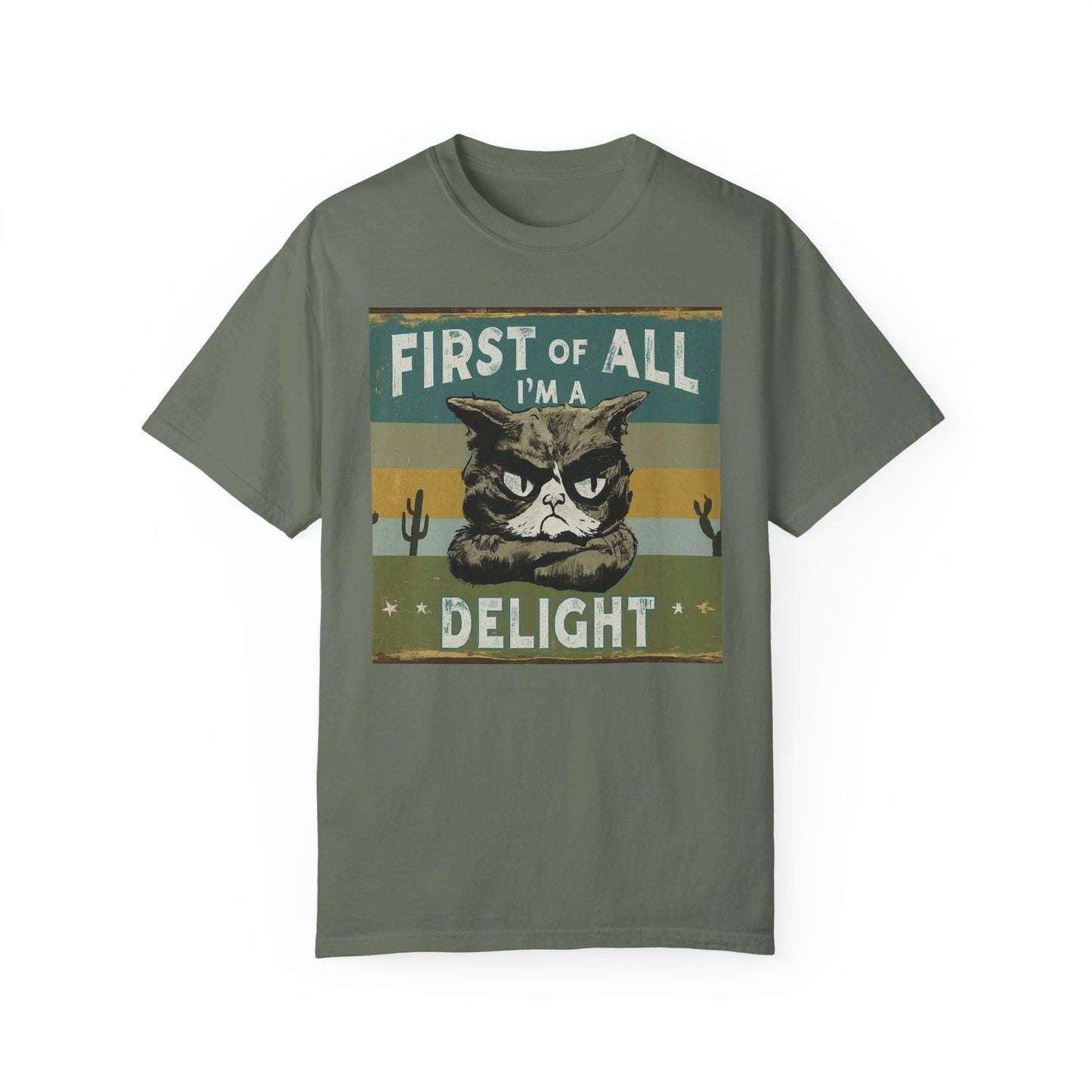 "First of All, I'm a Delight" Vintage Cat-Themed T-Shirt