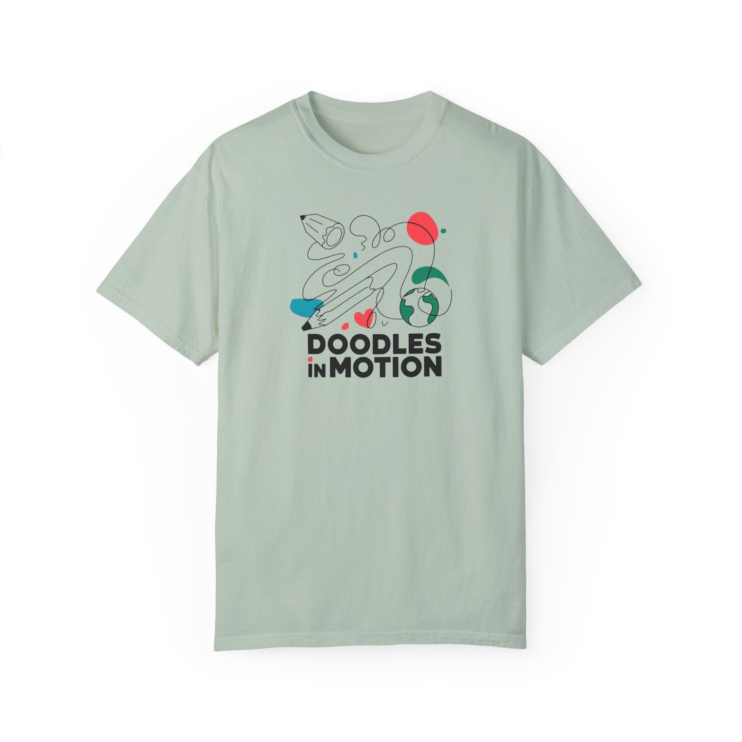 Doodles in Motion Unisex Garment-Dyed T-Shirt - Playful Artwear for Everyday Adventures