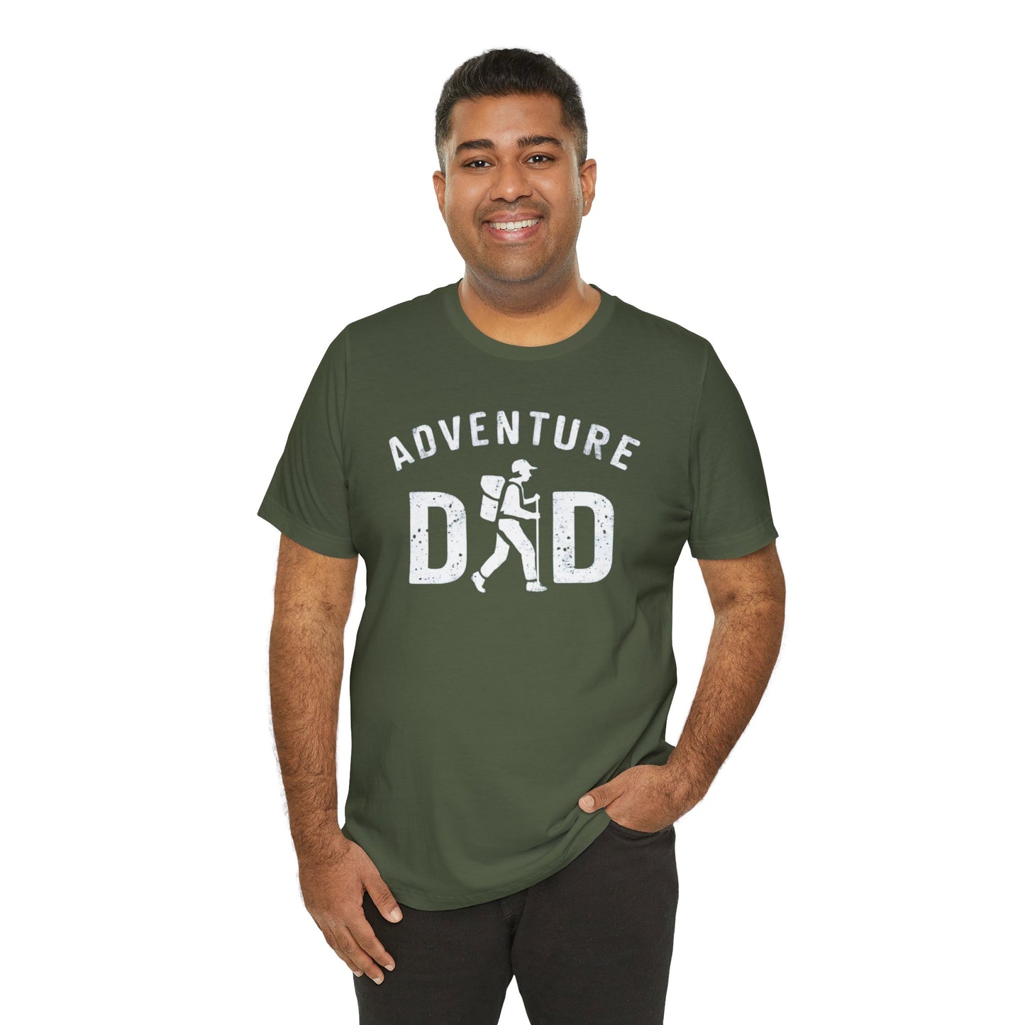 Adventure Dad t-shirt featuring a hiker graphic, perfect for dads who love outdoor adventures.