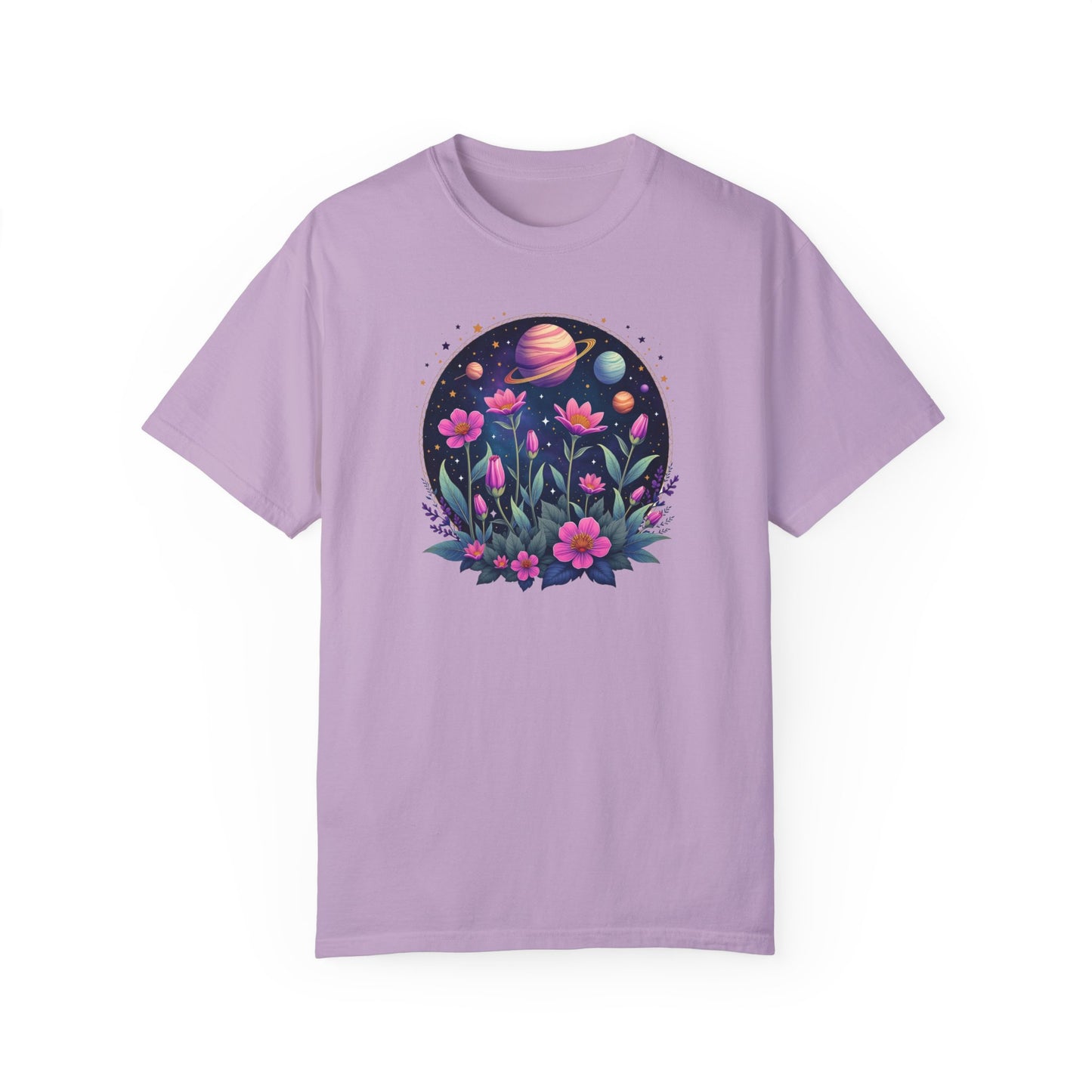 Cosmic Floral Unisex T-Shirt - Galaxy Garden Design