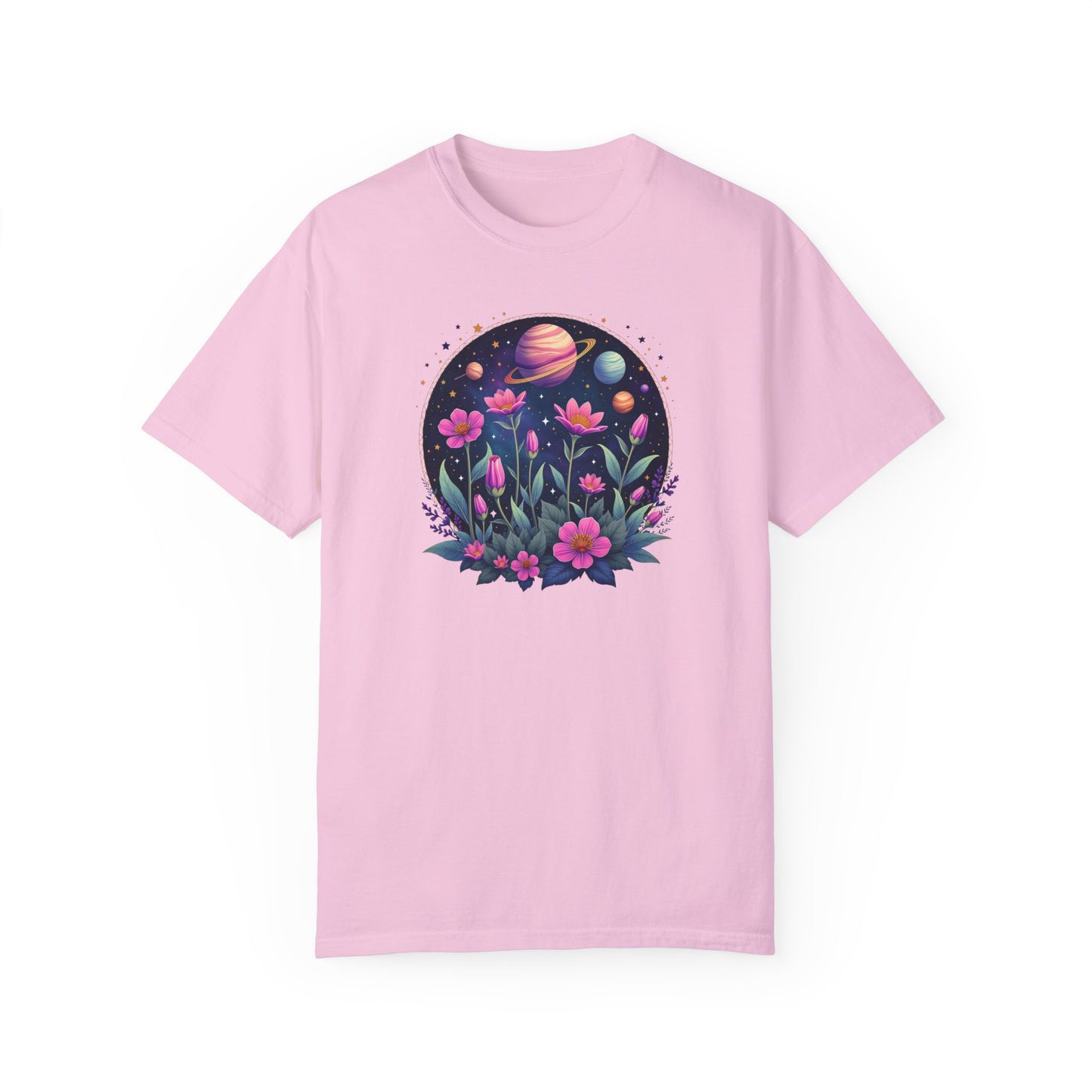 Cosmic Floral Unisex T-Shirt - Galaxy Garden Design