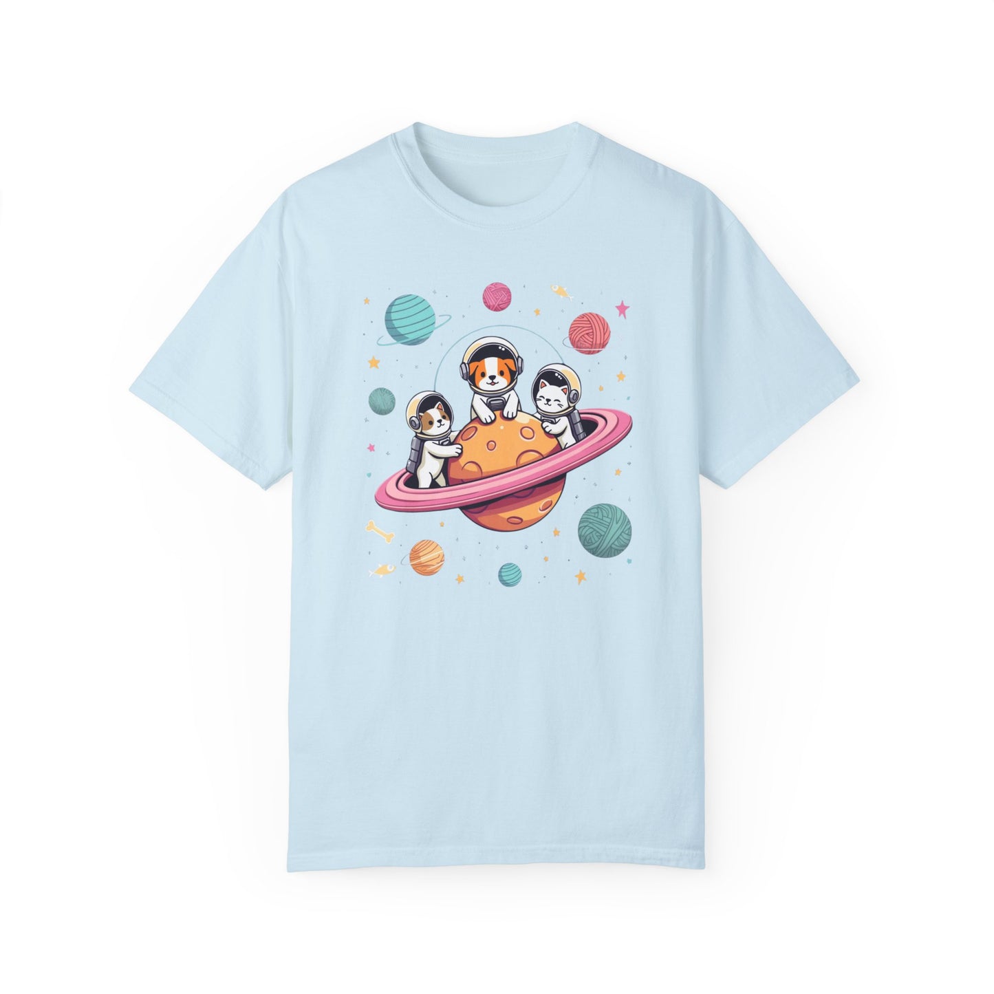 Cute Space Adventure Unisex Garment-Dyed T-Shirt | Animal Astronaut Design