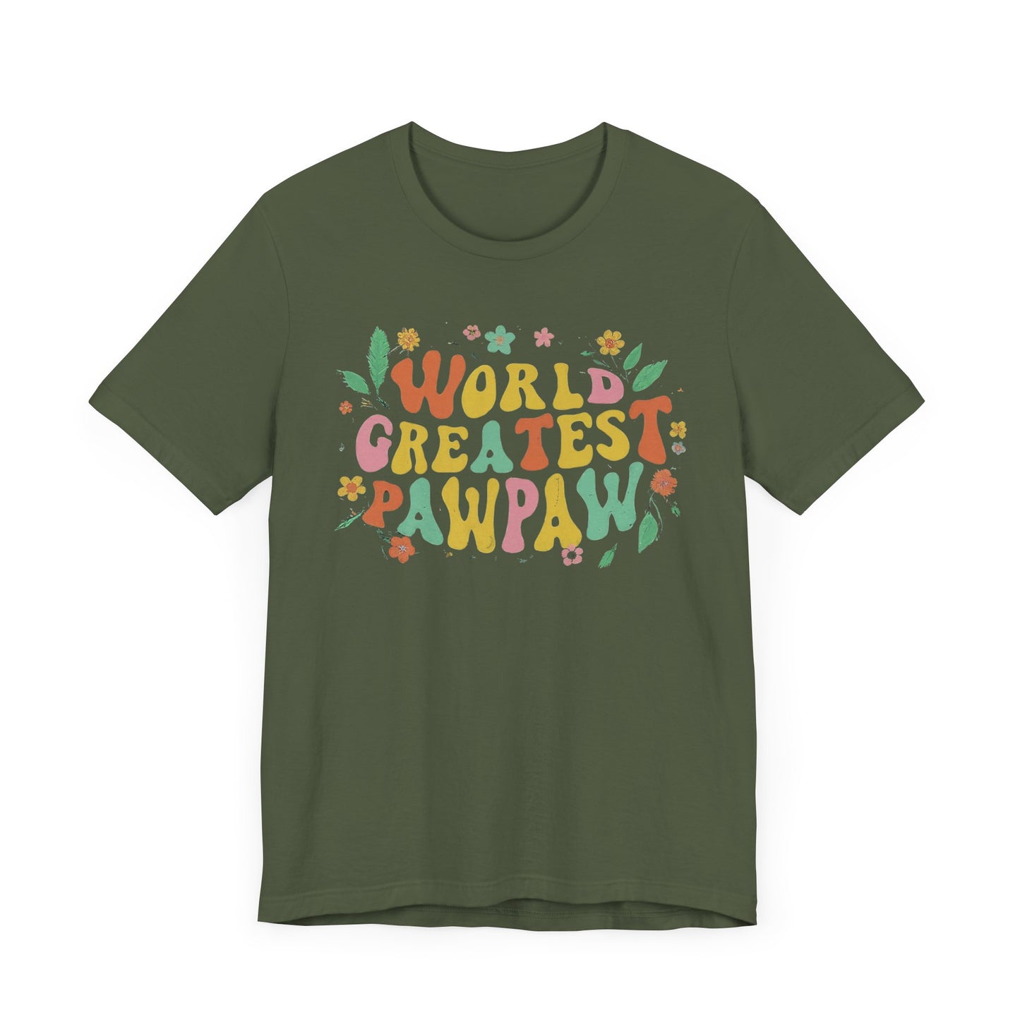 World's Greatest Pawpaw Retro T-Shirt in navy and royal blue colors, featuring a fun and colorful design perfect for grandpa appreciation gifts.