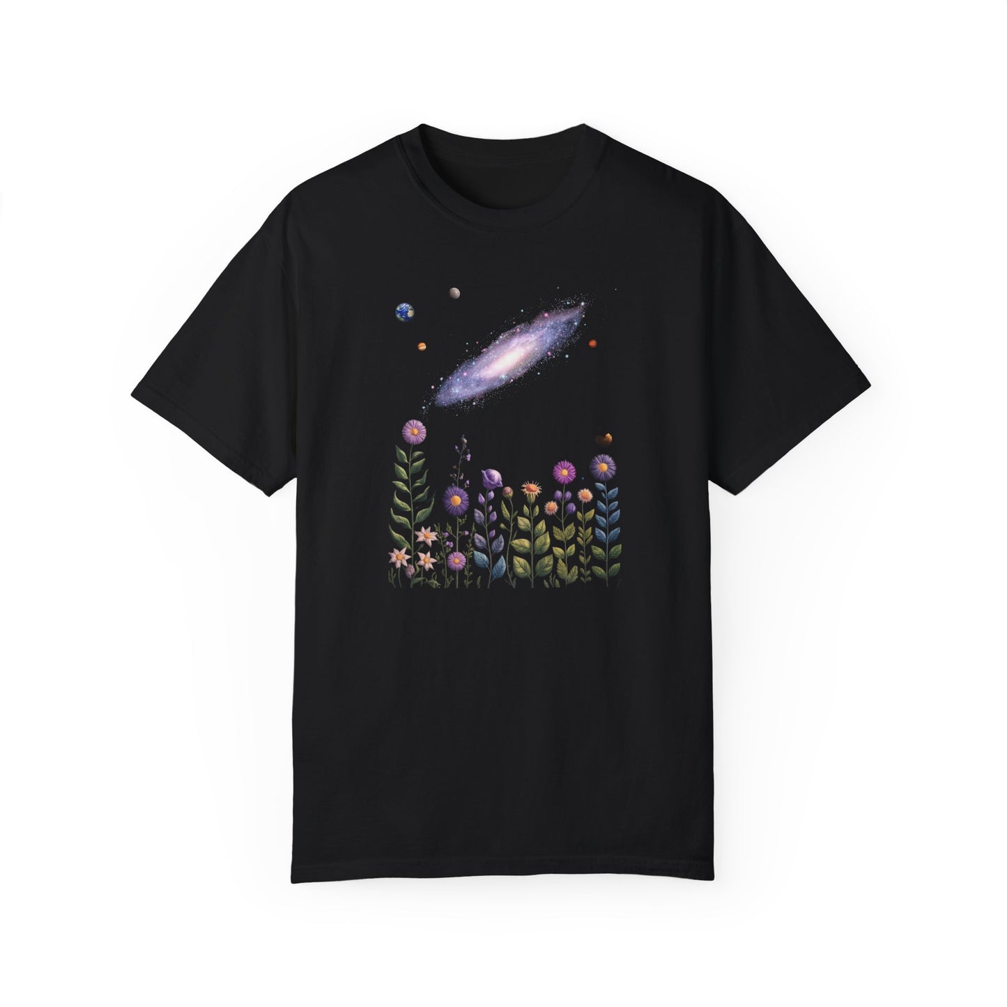 Galactic Floral Unisex T-Shirt - Cosmic Garden Design