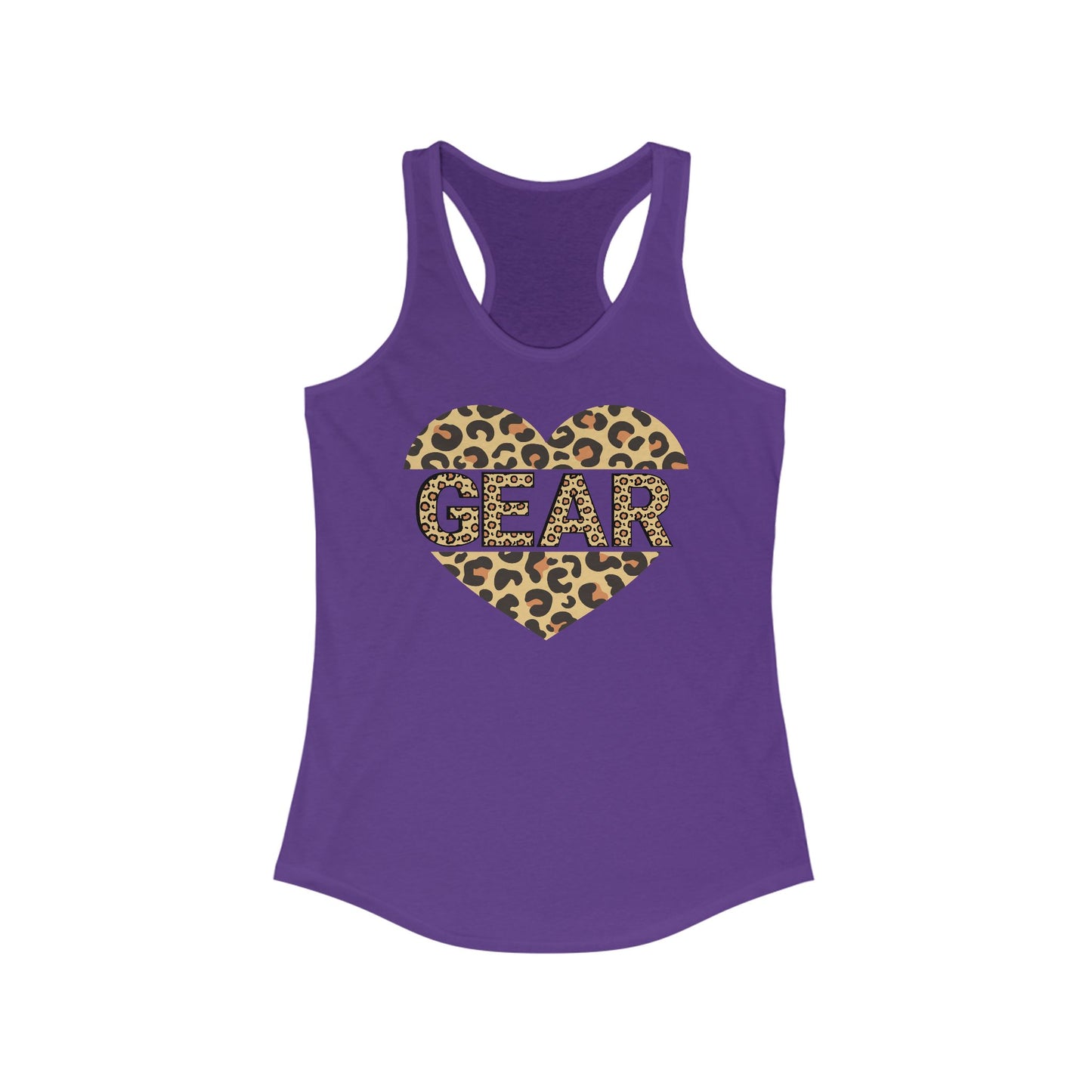 Leopard Print Heart Love Gear Racerback Tank for Women