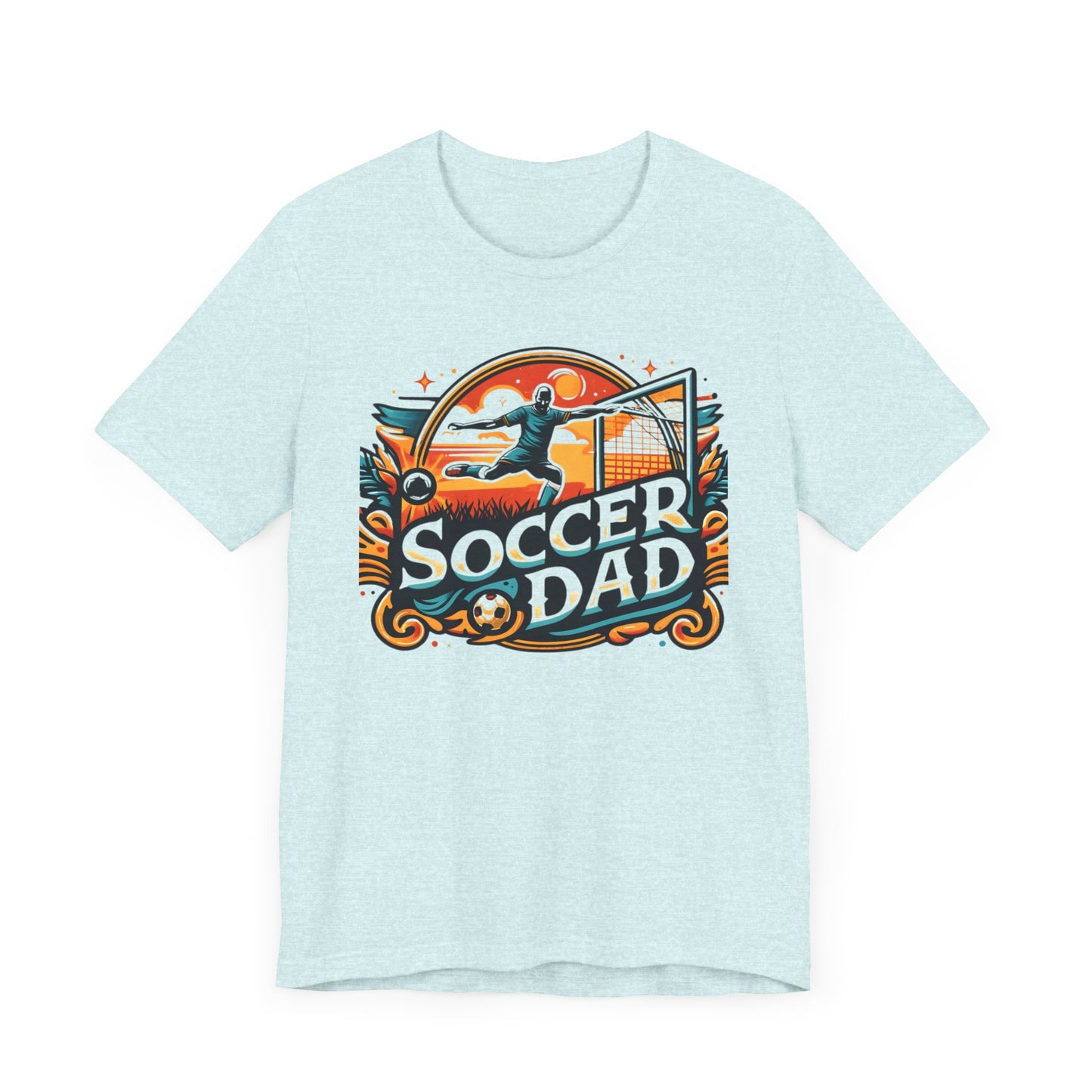 Soccer Dad t-shirt featuring a vibrant design with a soccer theme, perfect for dads who love soccer.