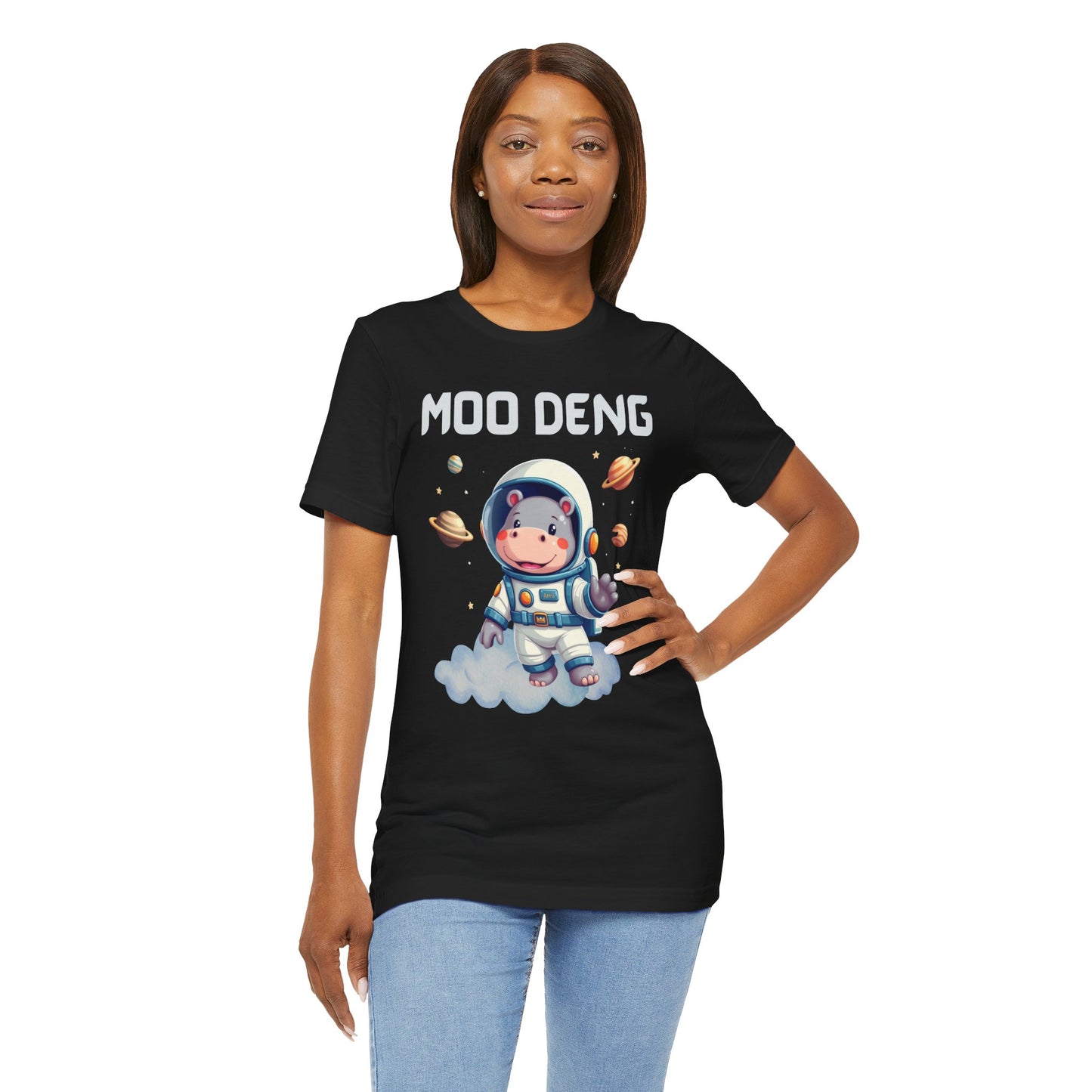 Hippo Moo Deng Astronaut T-Shirt, Funny Gift for Her Cute Animal Lover