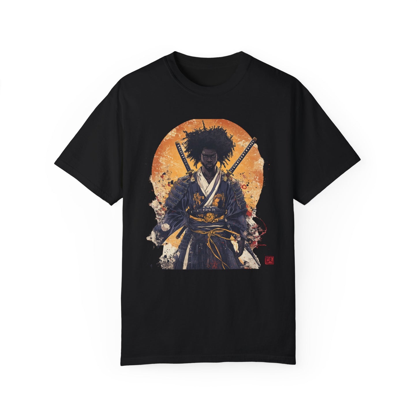 Samurai Sunset Unisex Garment-Dyed T-Shirt - Epic Warrior Design