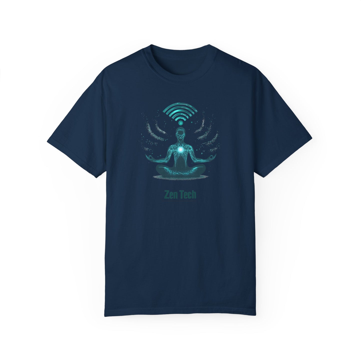 Zen Tech Unisex Garment-Dyed T-Shirt - Mindfulness & Tech Inspired Tee