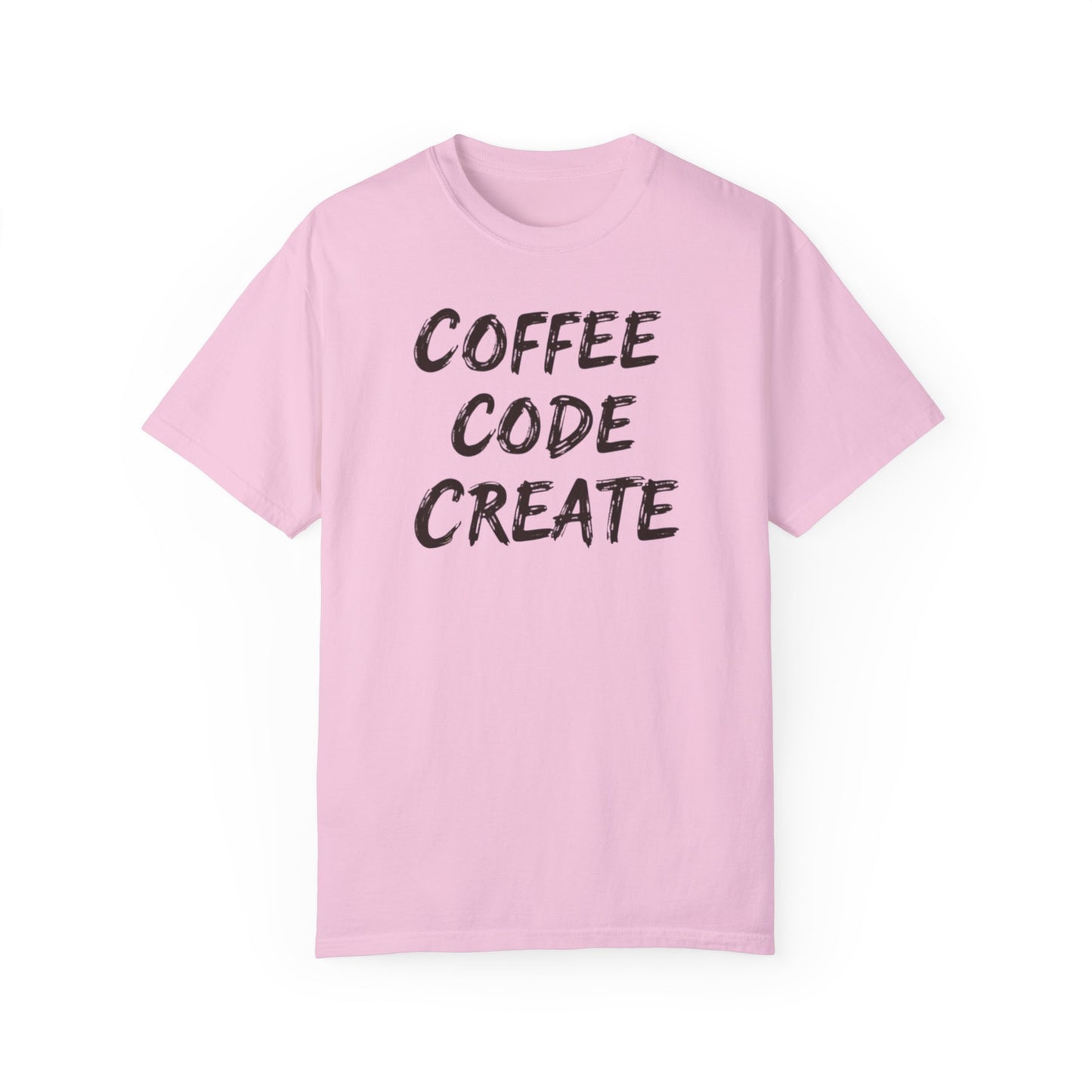 Coffee Code Create Unisex Garment-Dyed T-Shirt - Perfect Gift for Programmers and Coffee Lovers