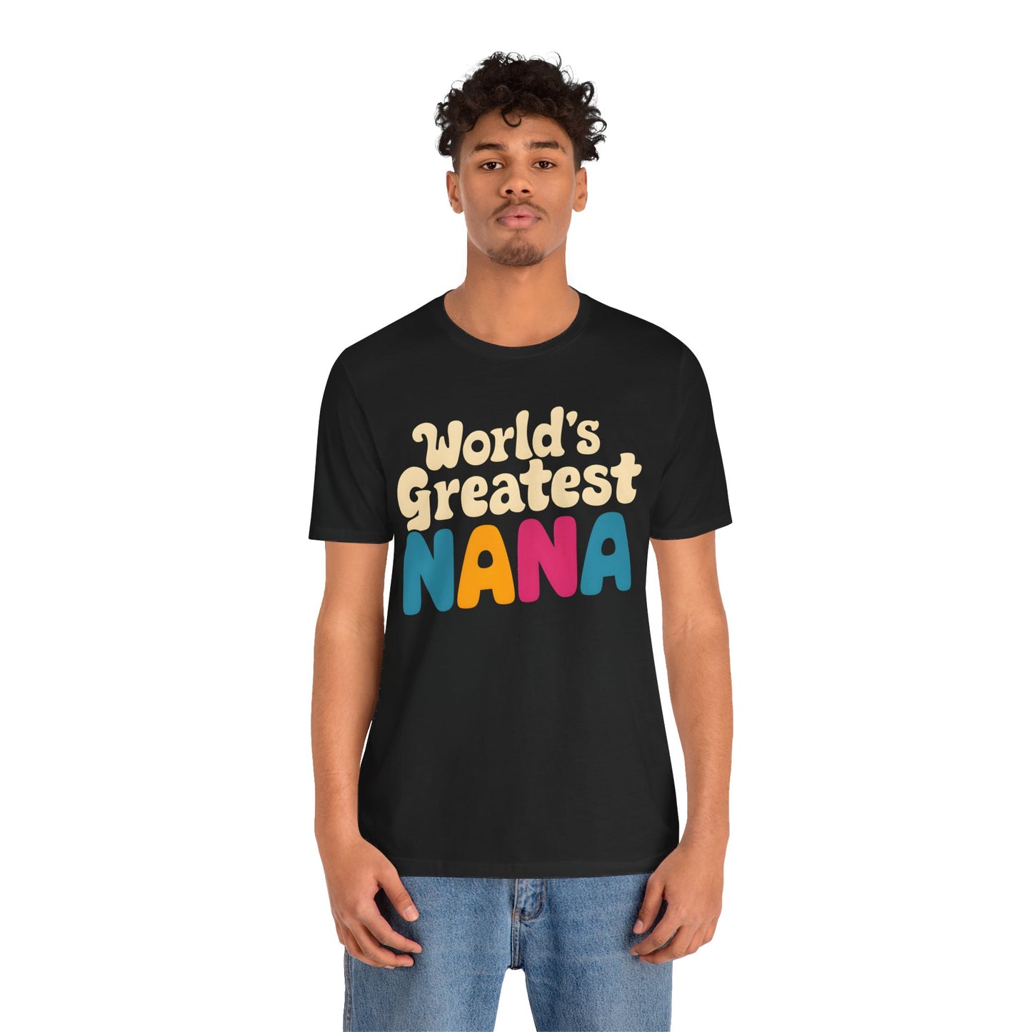 World's Greatest Nana t-shirt with colorful retro fonts, perfect for showing love and appreciation to your Nana.