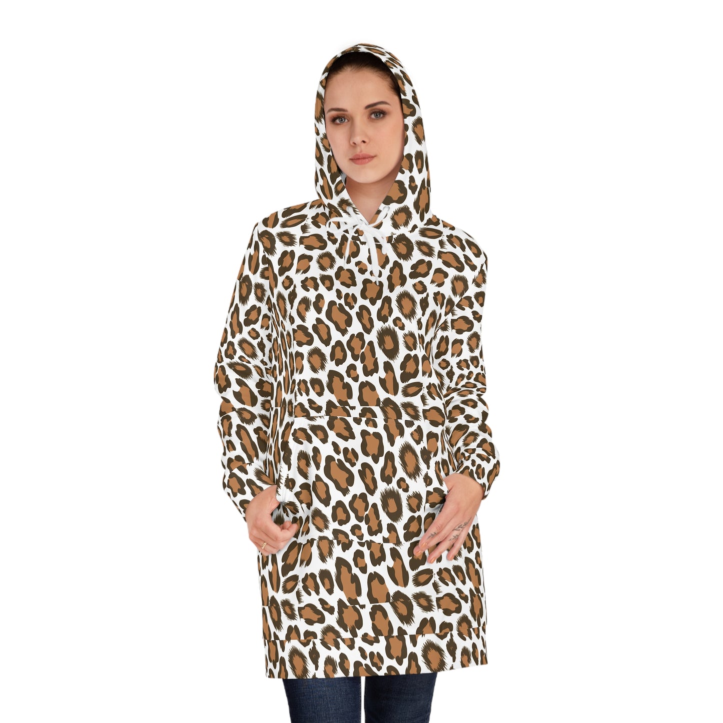 Wild Leopard Print Women's Hoodie Dress - Cozy & Stylish Fashion