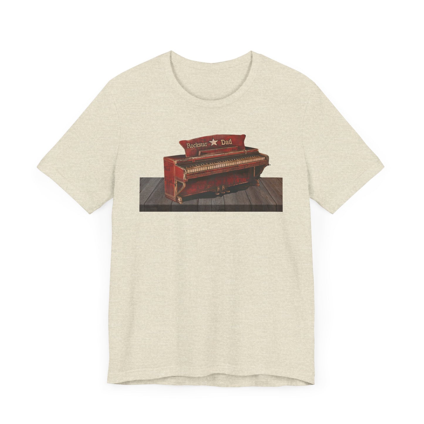 Rockstar Dad t-shirt featuring a piano design, perfect for music-loving dads.