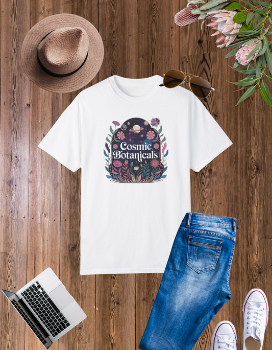 Cosmic Botanicals T-Shirt - Unisex Garment-Dyed Tee for Nature Lovers